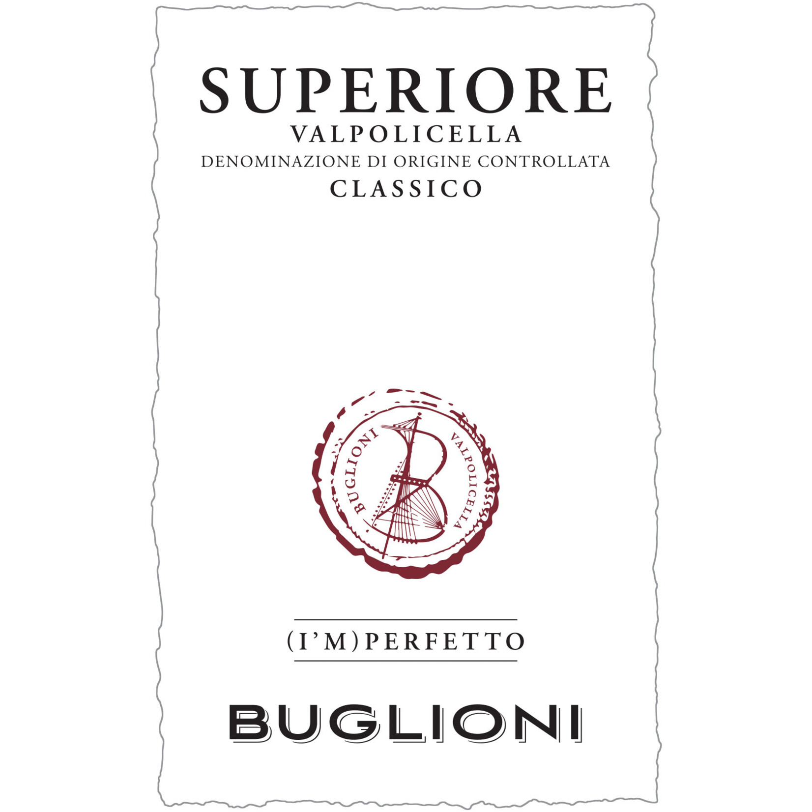Buglioni I'mperfetto Superiore Valpolicella Classico 2021 Made with Organic Grapes Italy