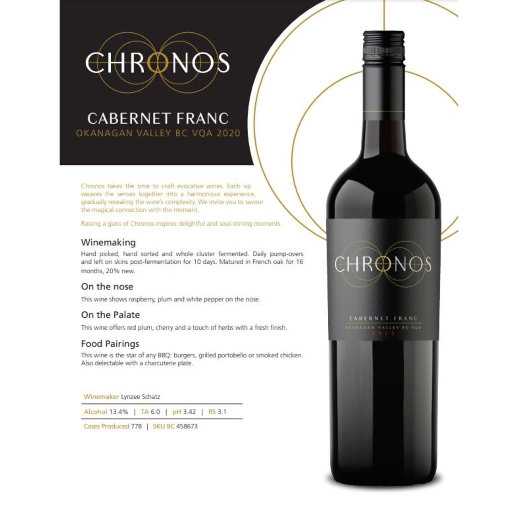 Chronos Cabernet Franc Okanagan Valley BC VQA British Columbia Canada KYS