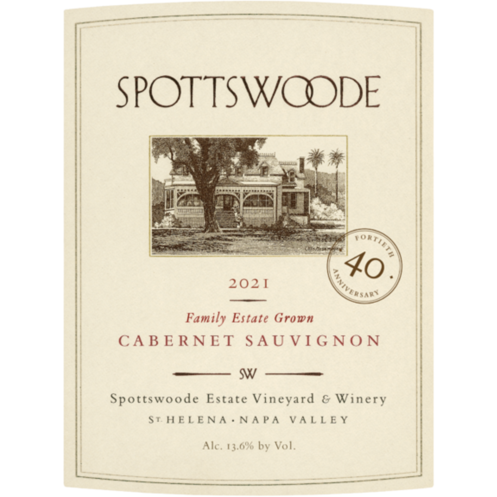 Spottswoode Spottswoode Family Estate Cabernet Sauvignon 2021  St. Helena, Napa Valley, California