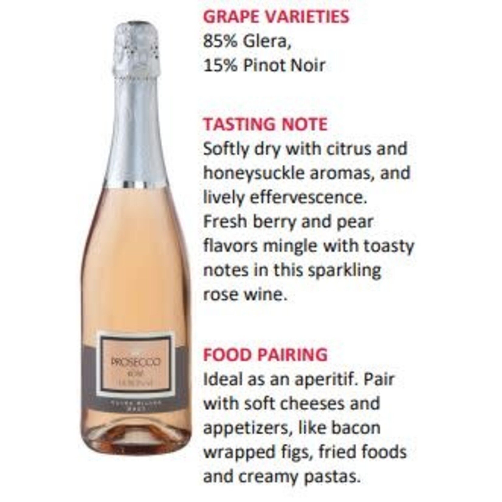 Latransa Prosecco Brut Rose Cuvee Silver Brut Millesimato Veneto Italy