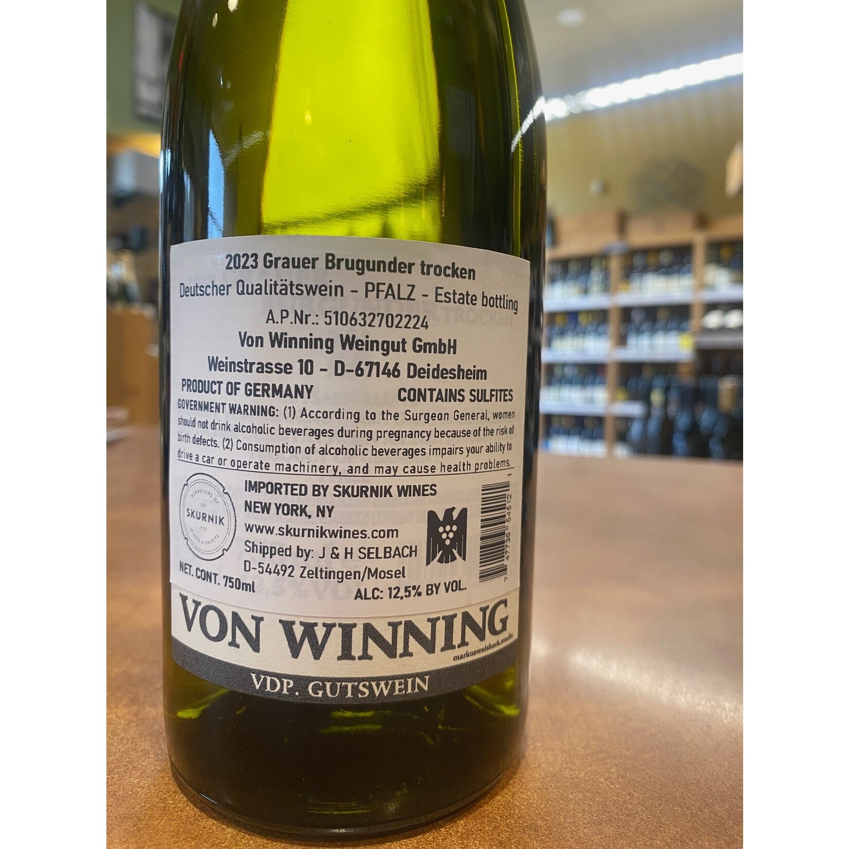 Grauer Burgunder von Winning Deutscher Qualitatswein Trocken 2023 Pfalz Germany
