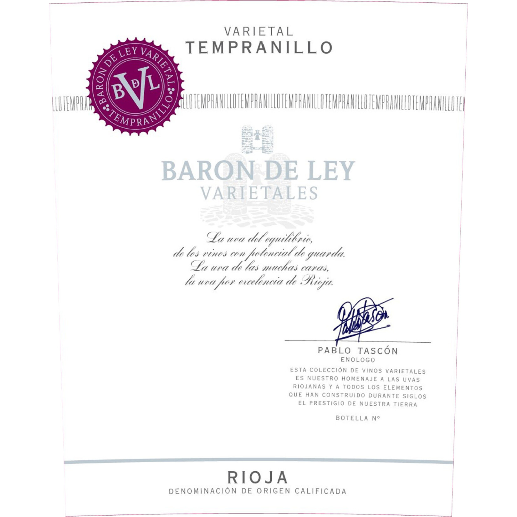 Baron De Ley Tempranillo 2020 Rioja Spain