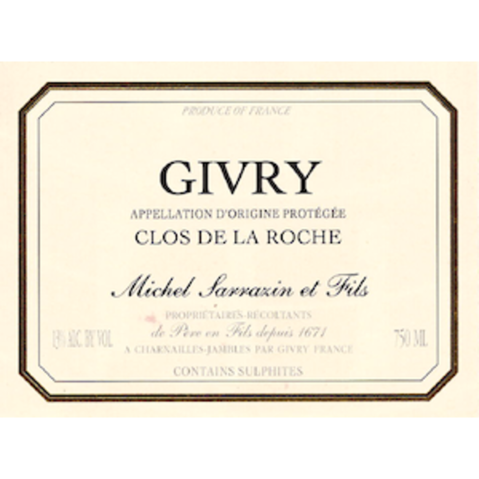 Michel Sarrazin Michel Sarrazin Givry Clos de la Roche Rouge 2022