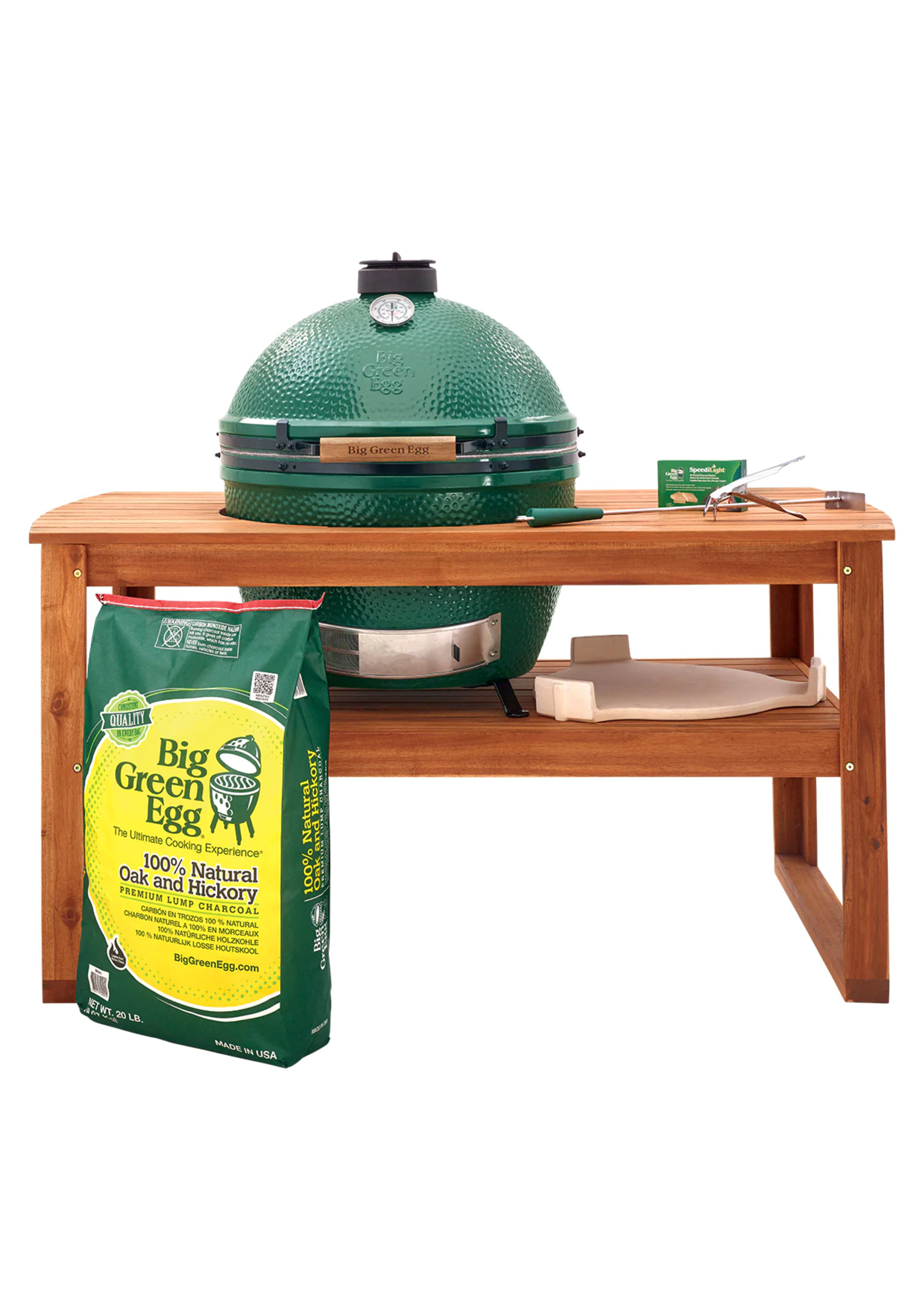 Big Green Egg BGE Acacia Table Package w/ Casters - XL
