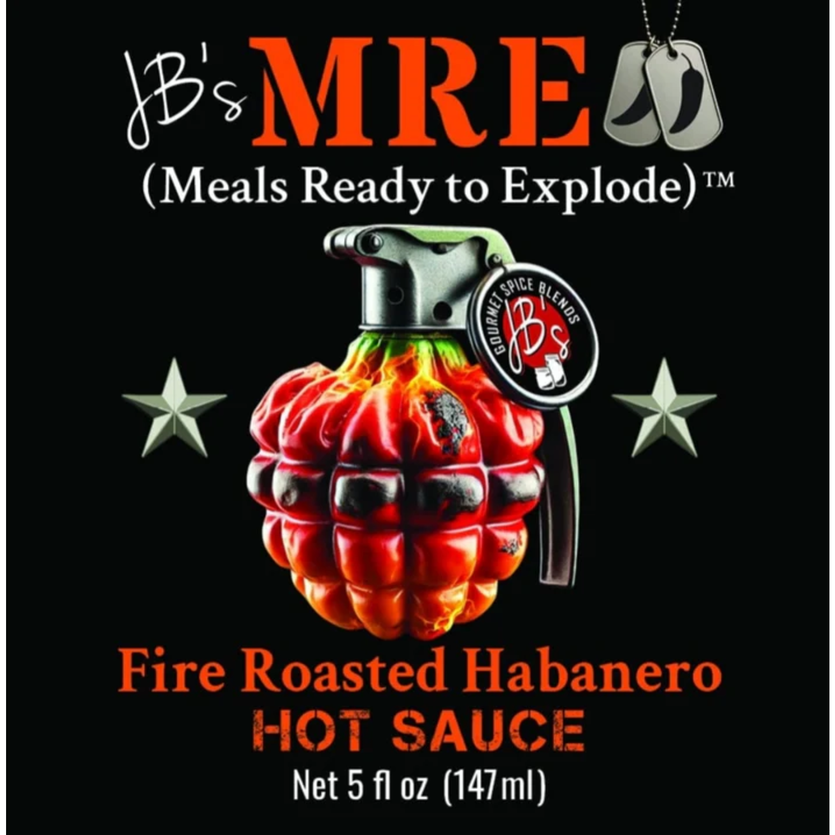 JB's Gourmet Spice Blends JB's M.R.E. Fire Roasted Habanero Hot Sauce 5oz