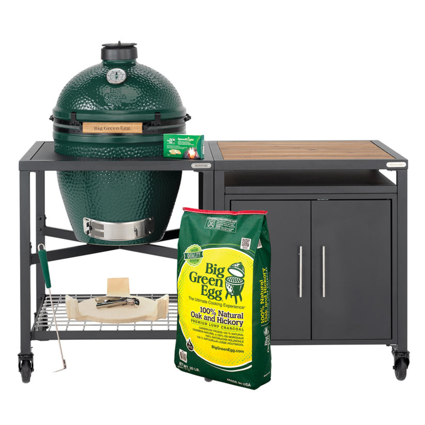 Big Green Egg BGE Modular Nest + Cabinet Package, Acacia - Large