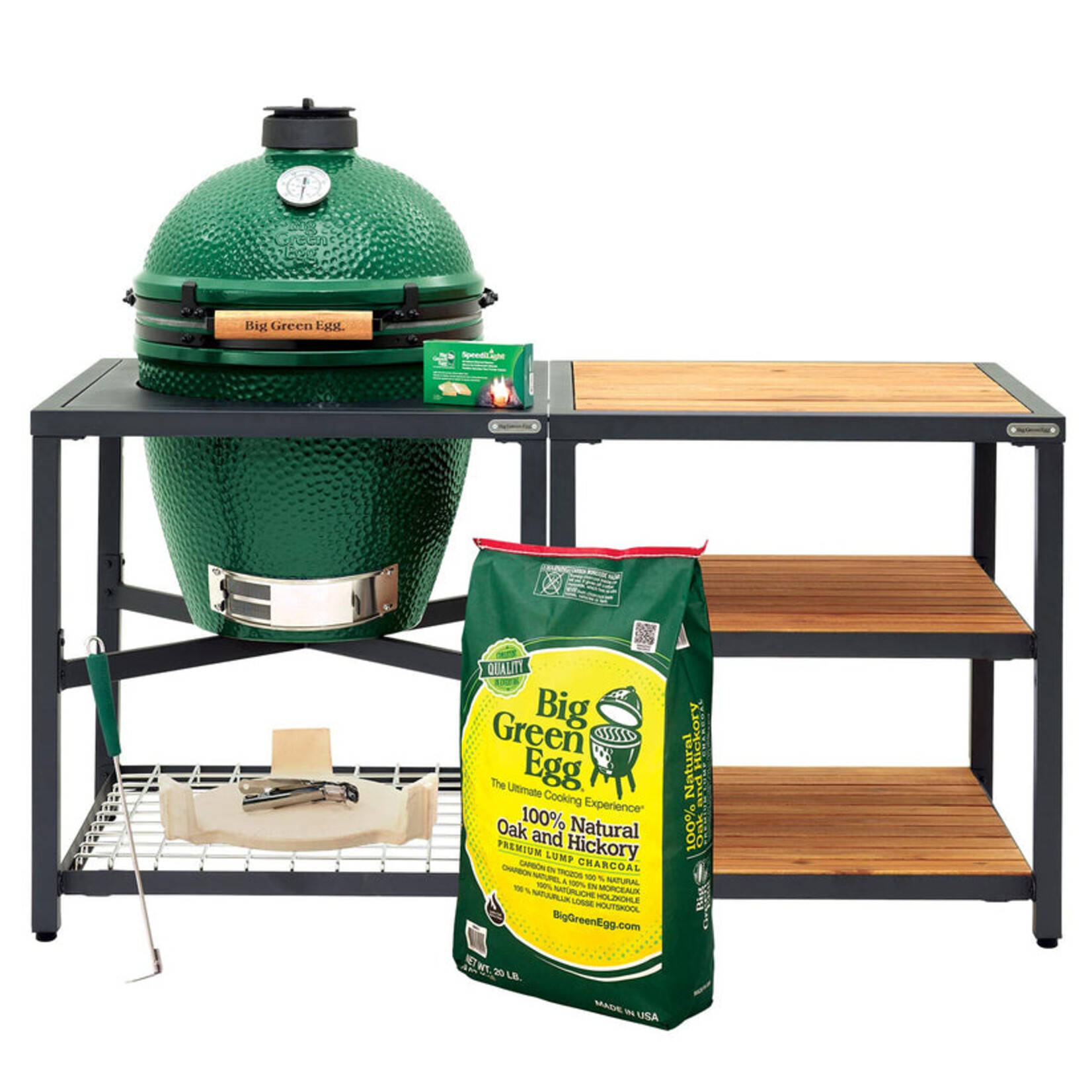 Big Green Egg BGE Modular Nest + Expansion Package, Acacia - Large