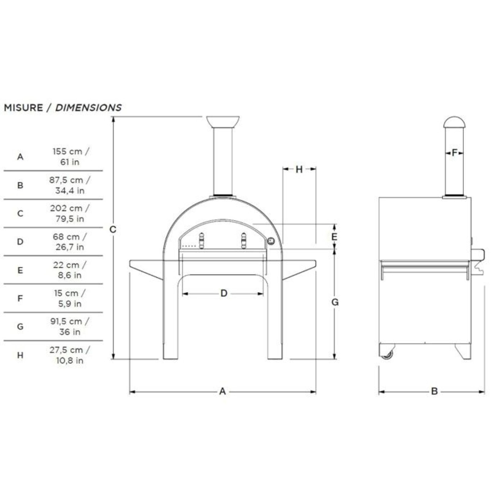 Alfa Alfa Legacy 4 Pizze Oven Wood Freestanding - Copper