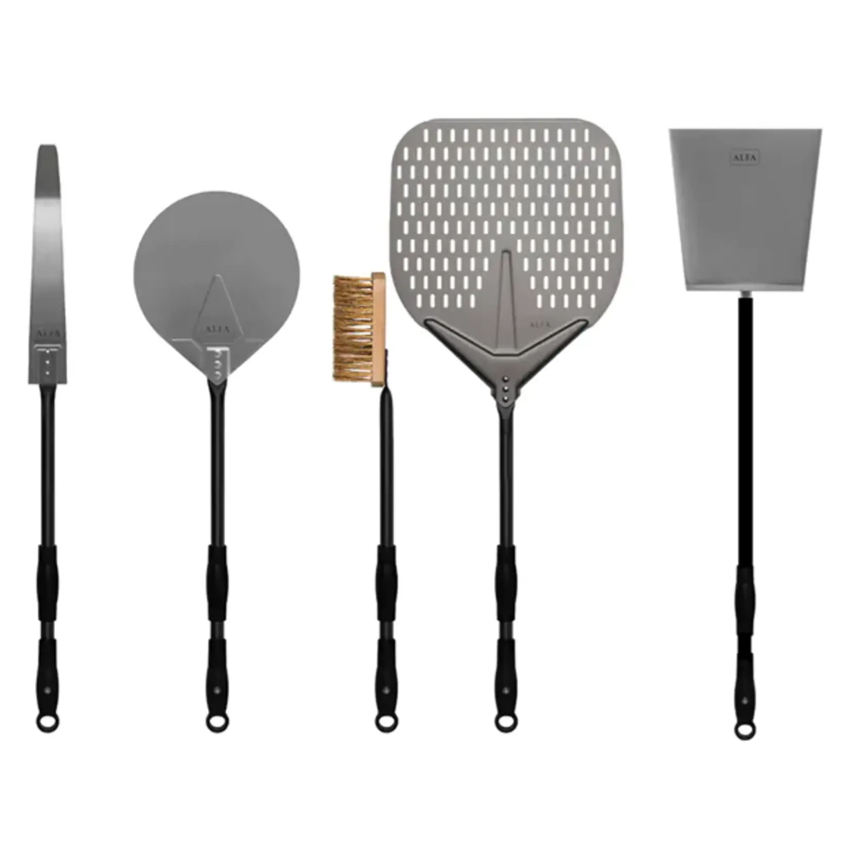Alfa Alfa Peel Sets 48" 5 pc Set Lrg Peel, Turner, Brush, Rake, Shovel - Black