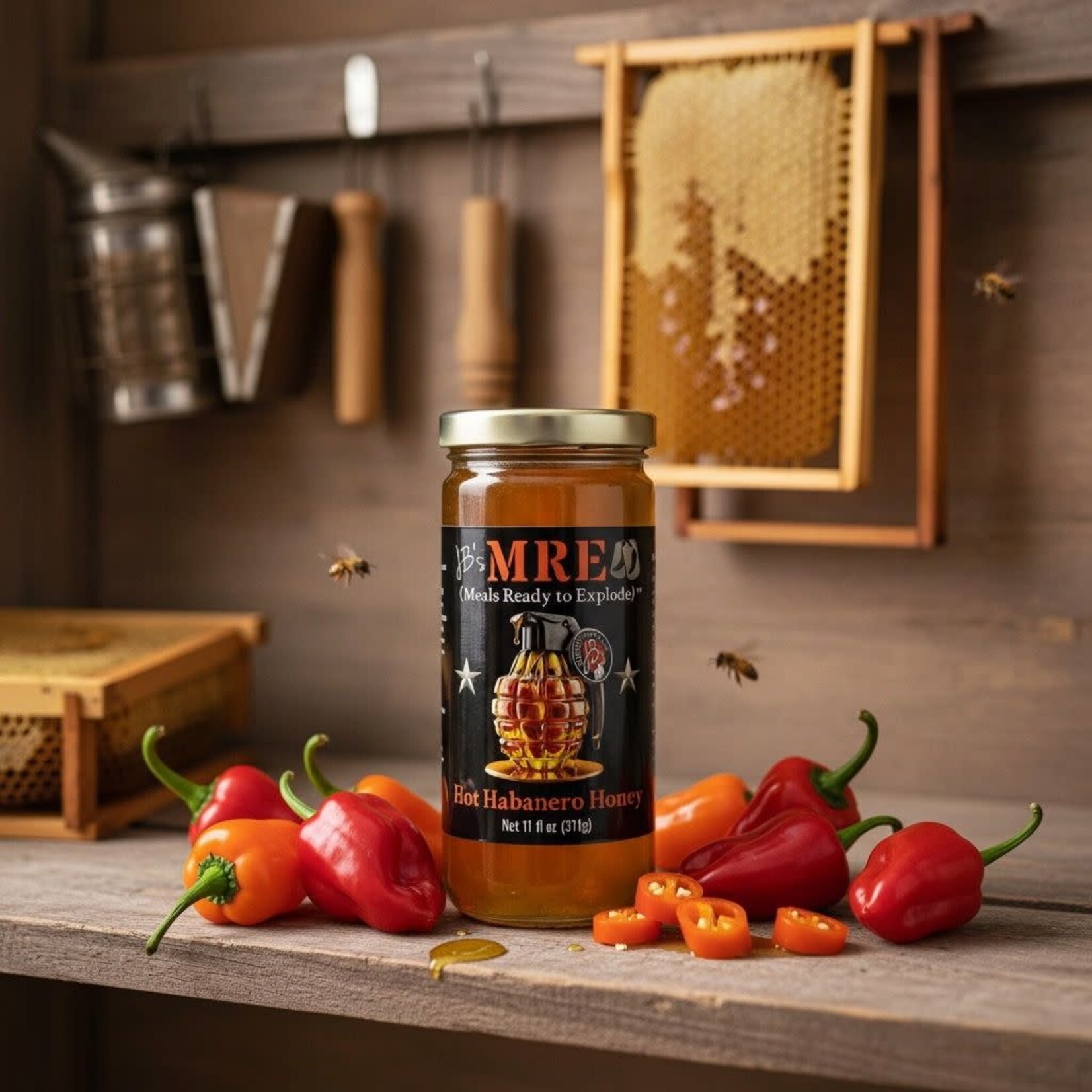 JB's Gourmet Spice Blends JB's M.R.E. Hot Habanero Honey 11oz