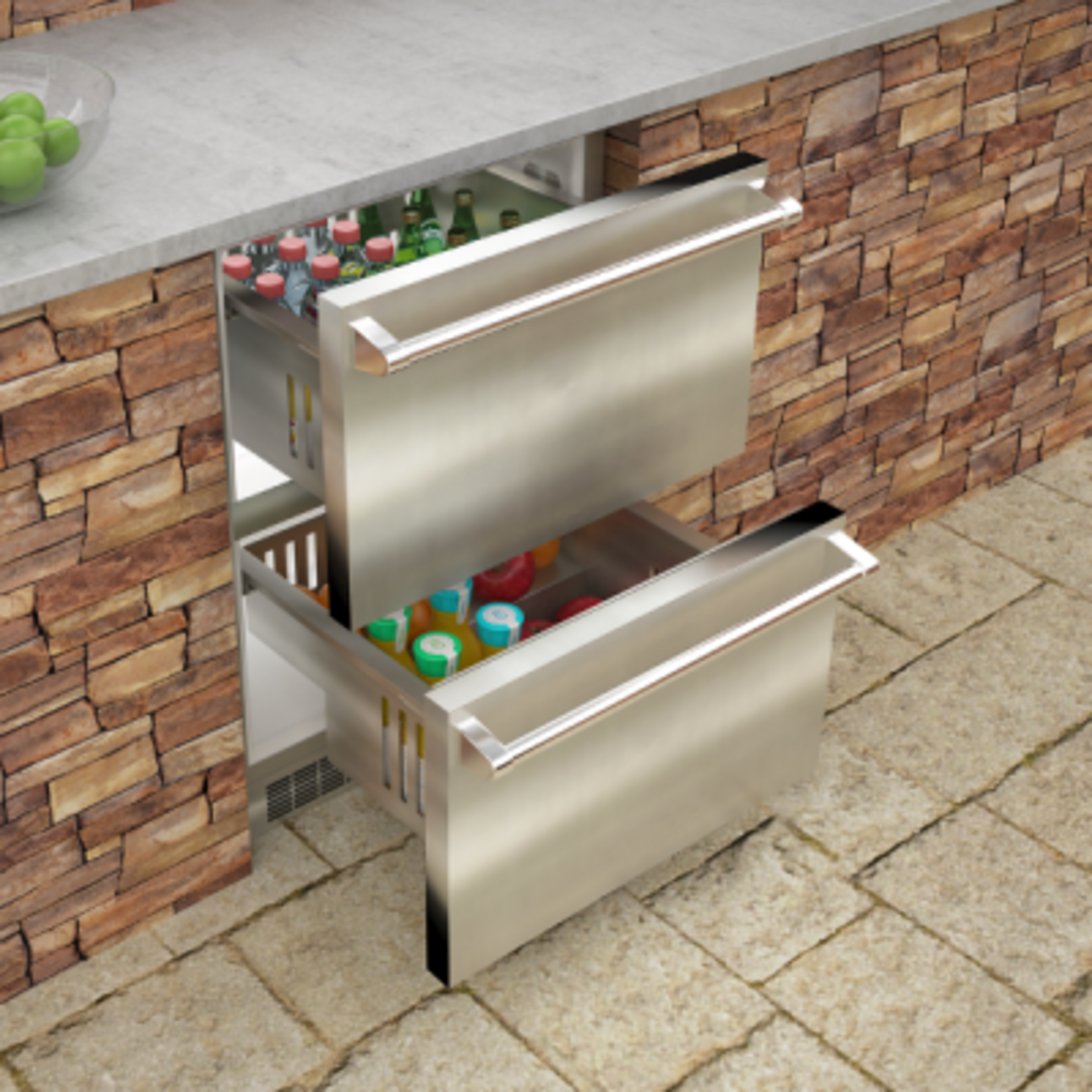 Marvel Outdoor 24" Refrigerated Drawers, SS Solid Drawers w/ Lock