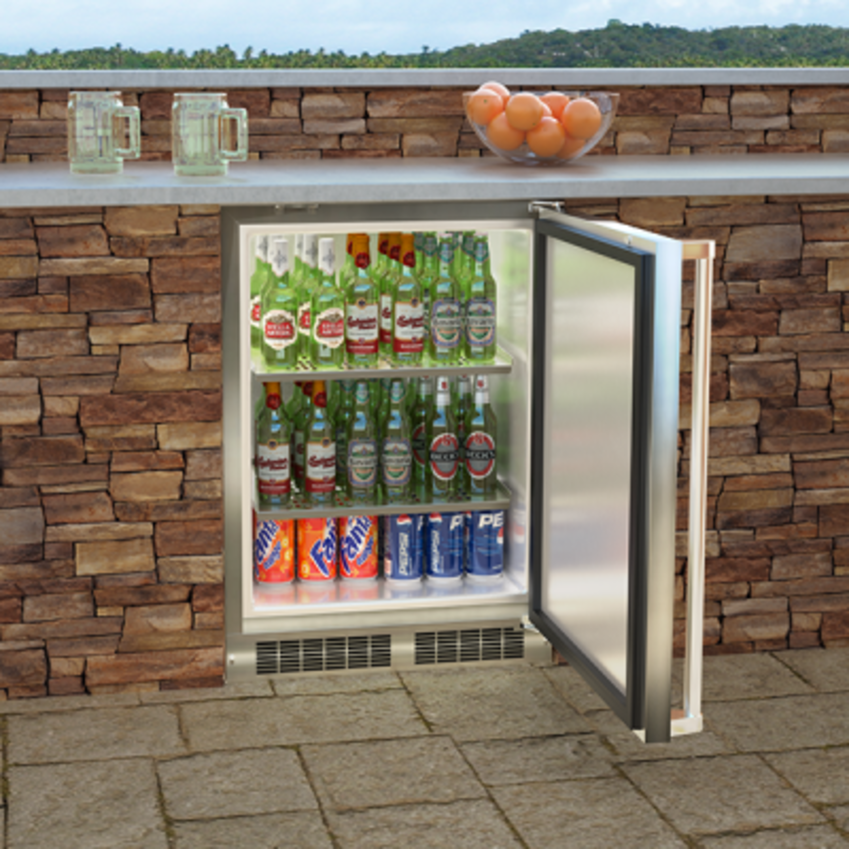 Marvel Outdoor 24" Refrigerator, SS Solid Rev Door w/ Lock