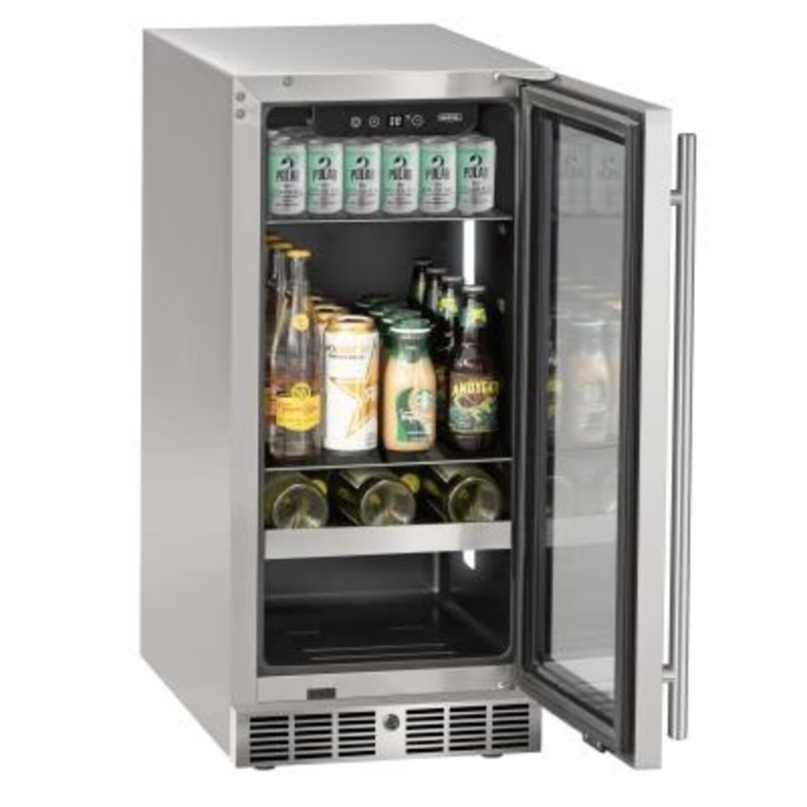Marvel Indoor/Outdoor Essential 15" Beverage Center, SS Glass Rev Door with Lock