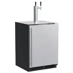 Marvel Indoor Classic 24" Kegerator, Twin Beer & Beverage Tap, SS Solid Rev Door