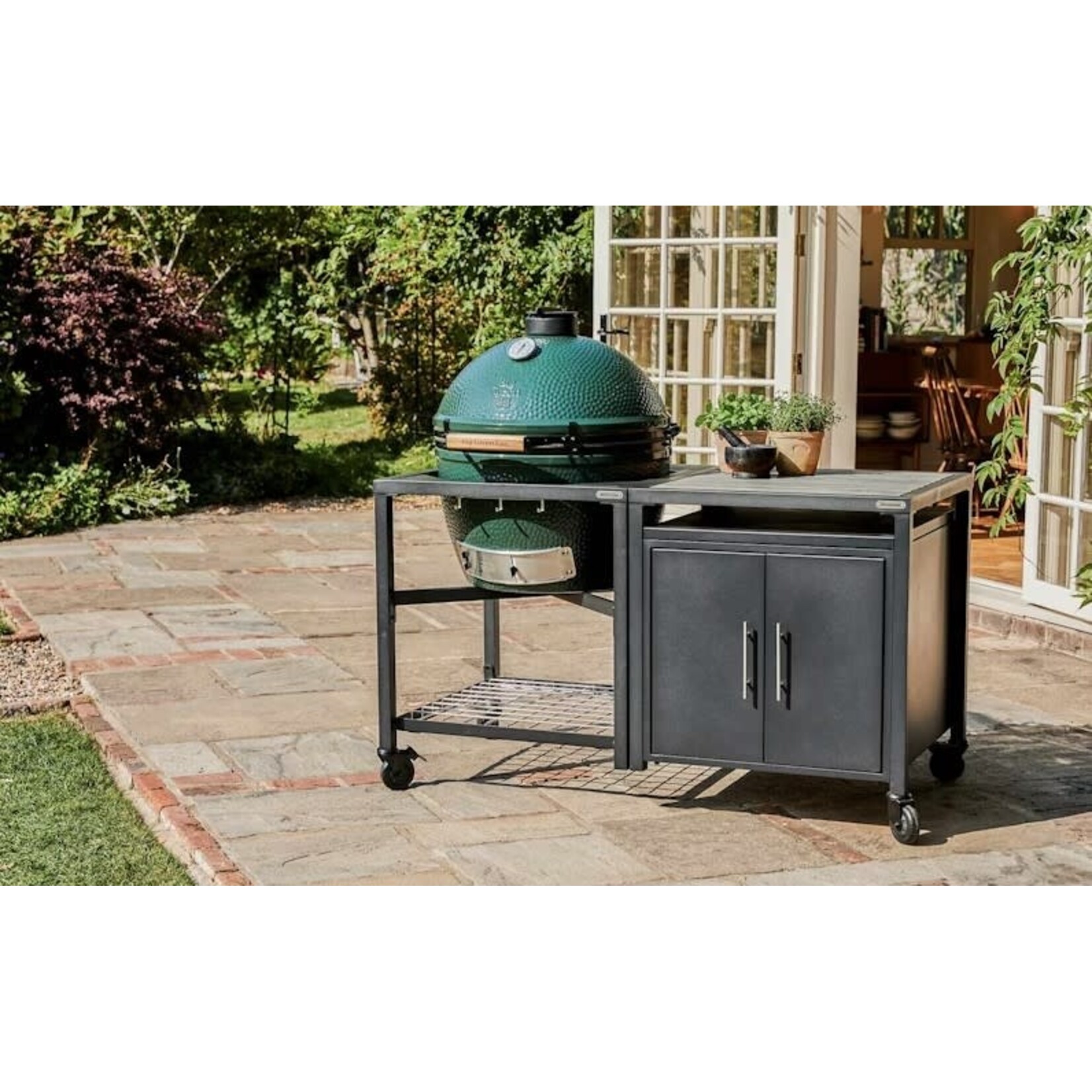 Big Green Egg BGE Modular Nest + Cabinet Package, Distressed Acacia - XL