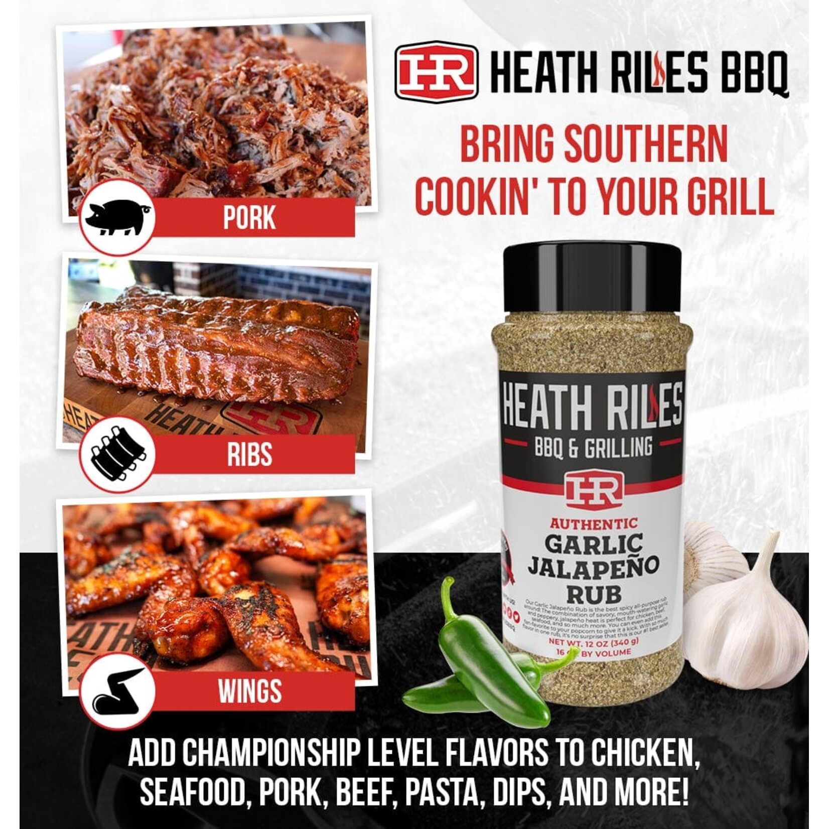 Heath Riles Heath Riles Garlic Jalapeno Rub 12oz