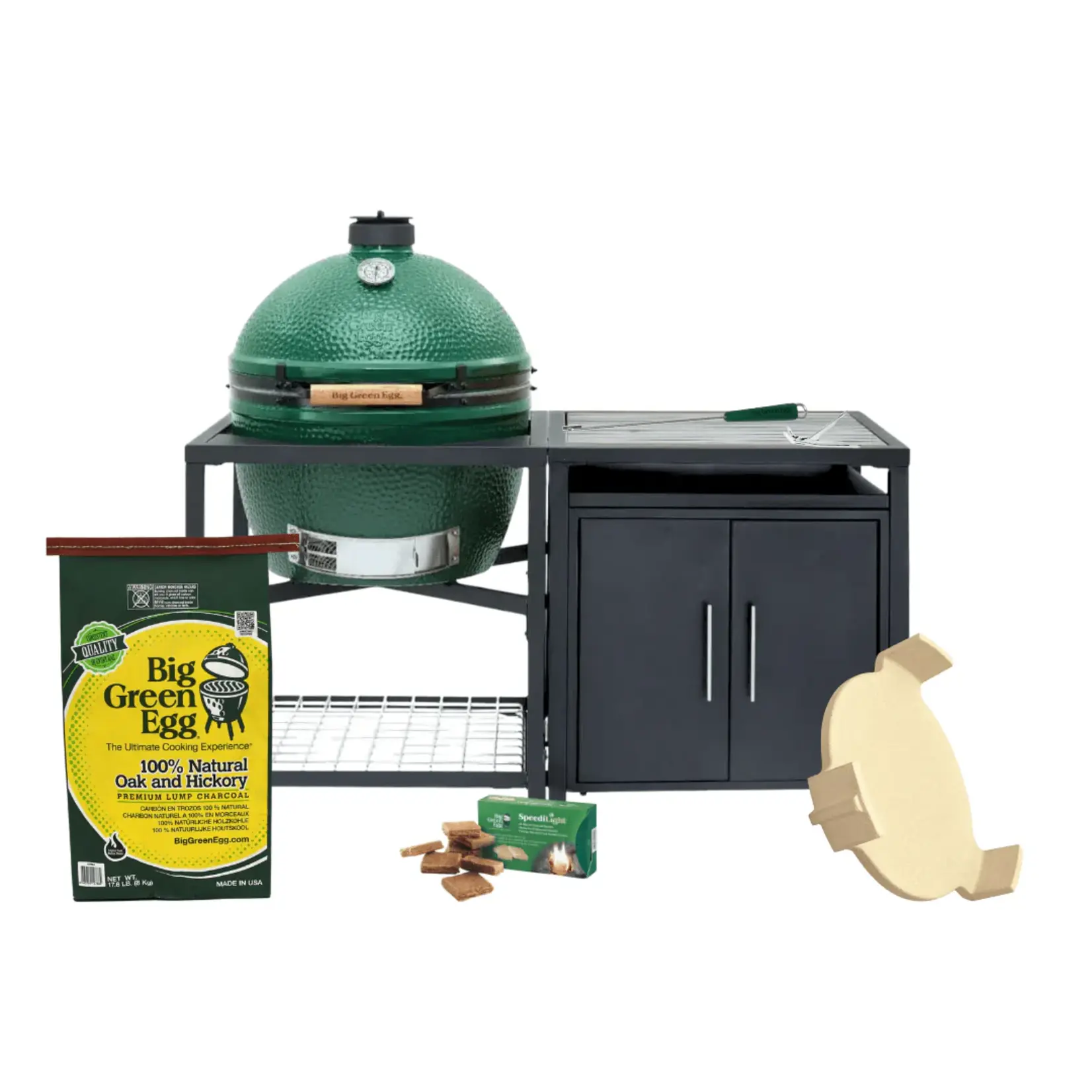 Big Green Egg BGE Modular Nest + Cabinet Package, Distressed Acacia - XL