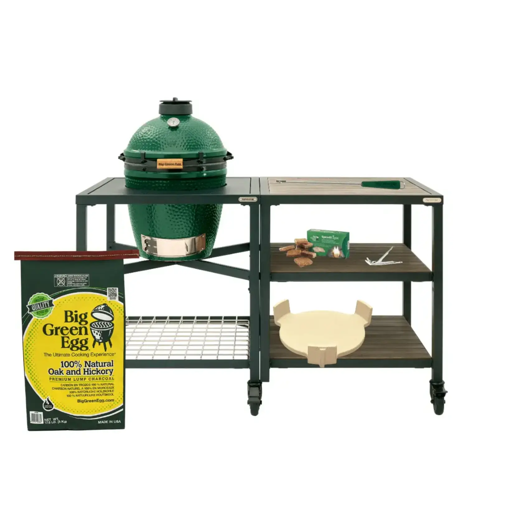 Big Green Egg BGE Modular Nest + Expansion Package, Distressed Acacia - Medium