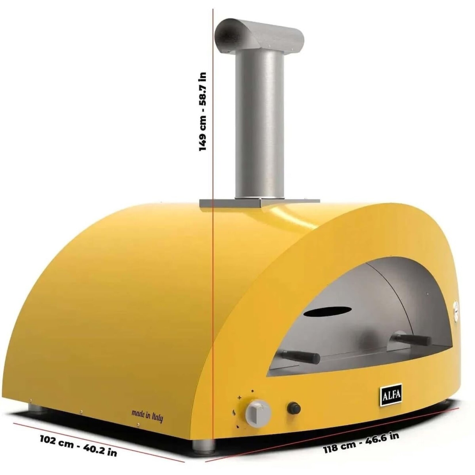 Alfa Alfa Moderno 5 Pizze Oven Gas (Top Only) NG - Imperial Yellow