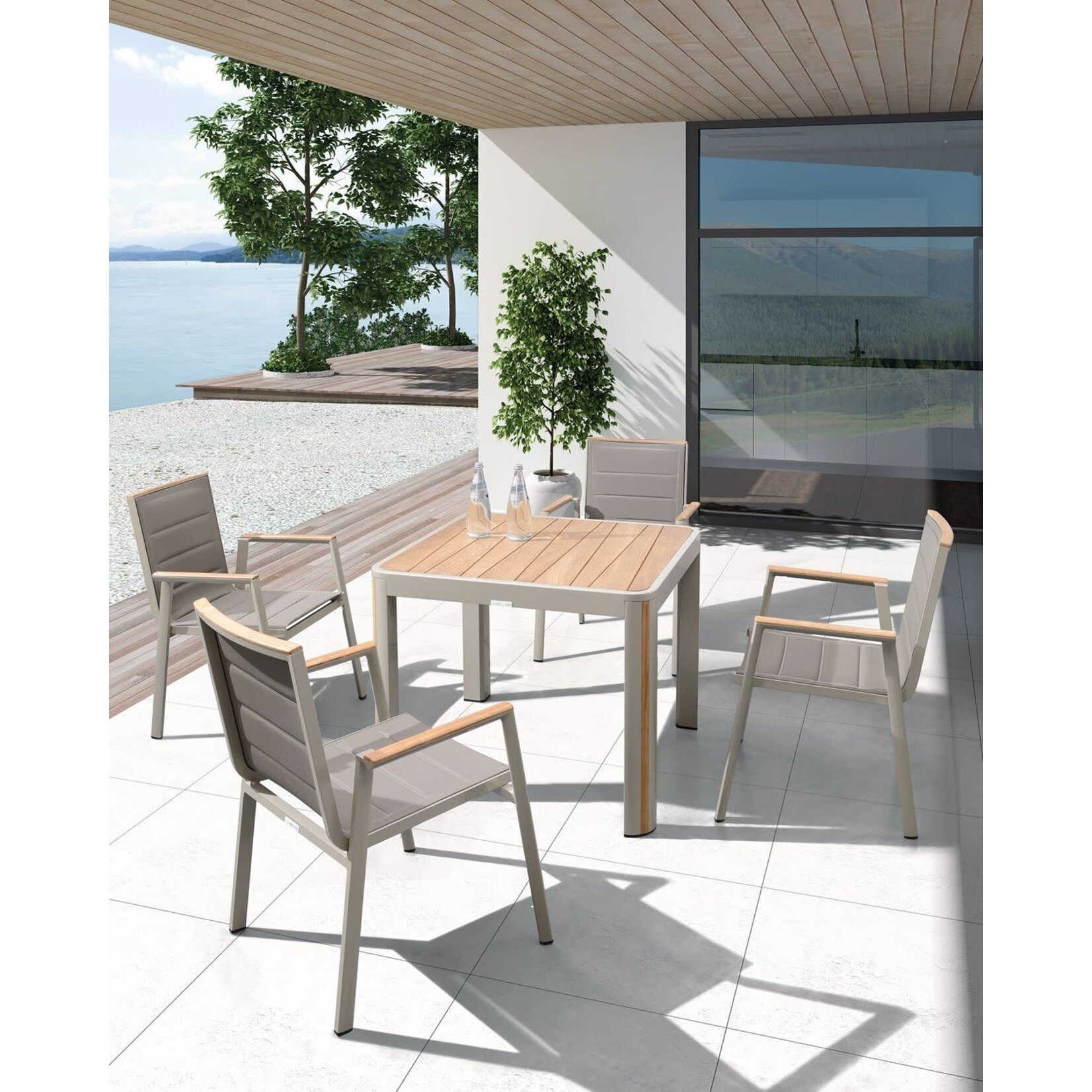 HIGOLD HIGOLD GENEVA Square Umbrella Dining Set - 5pc - Champagne