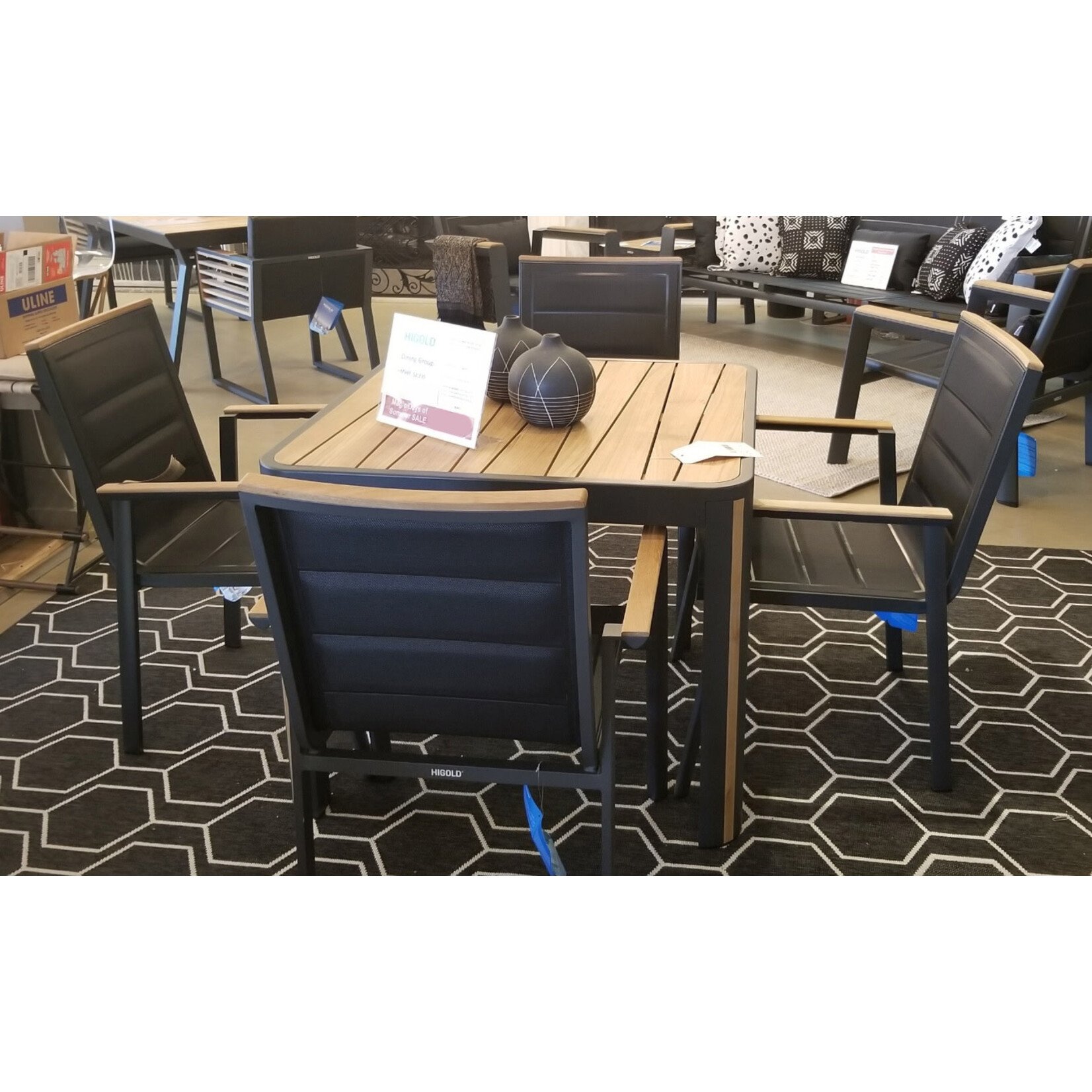 HIGOLD HIGOLD GENEVA Square Umbrella Dining Set - 5pc - Nero