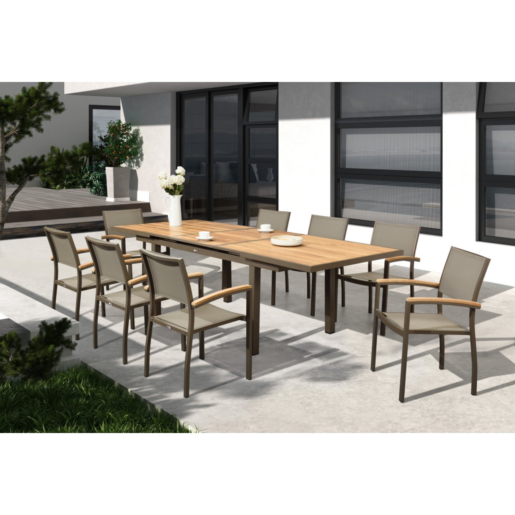 HIGOLD HIGOLD HECK Extension Dining Set - 9 Pc - Latte