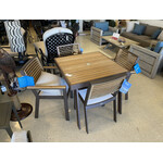 HIGOLD HIGOLD YORK Square Dining Table Set w/4 Arm Chairs - Latte