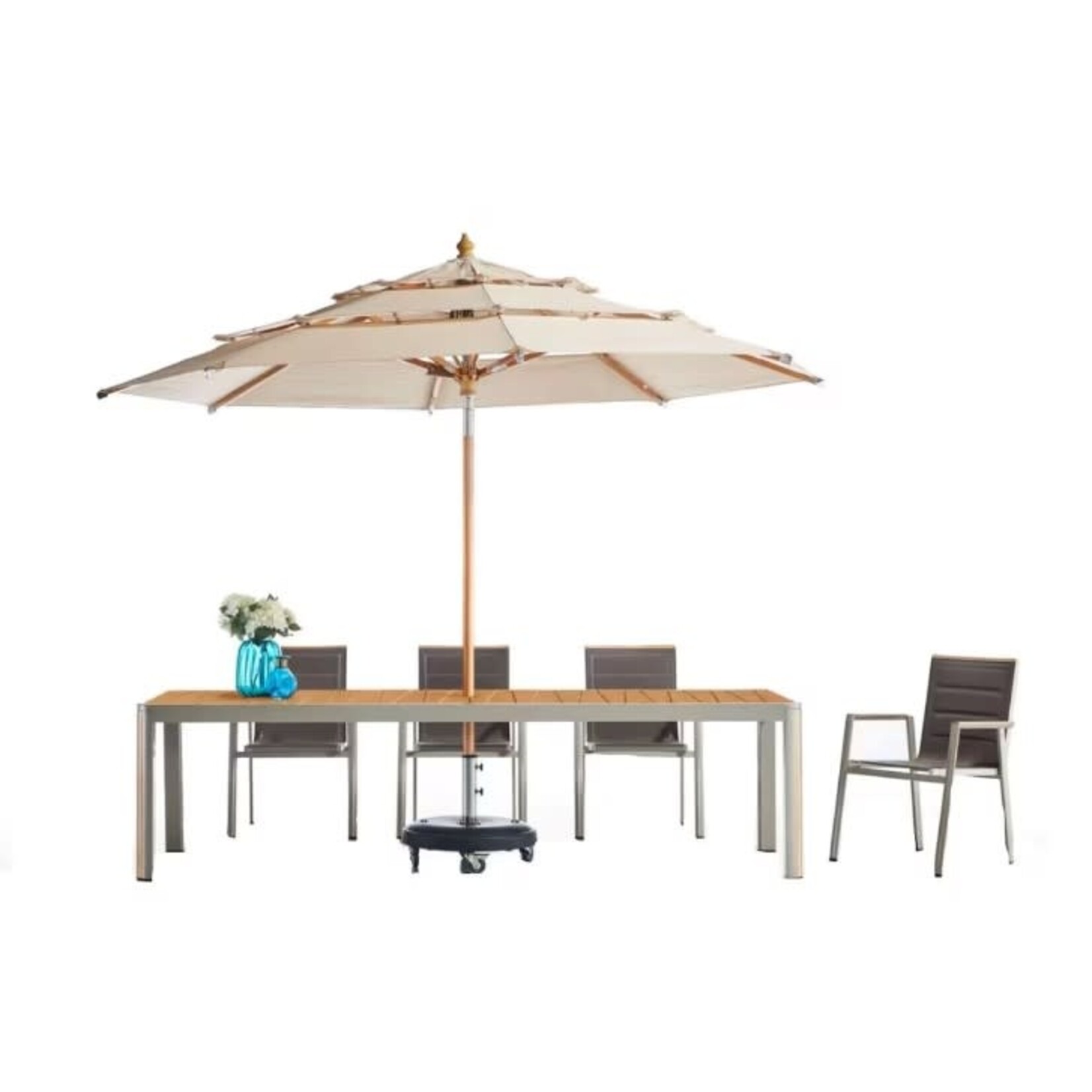 HIGOLD HIGOLD GENEVA XL Umbrella Dining Set - 9 Pc - Latte
