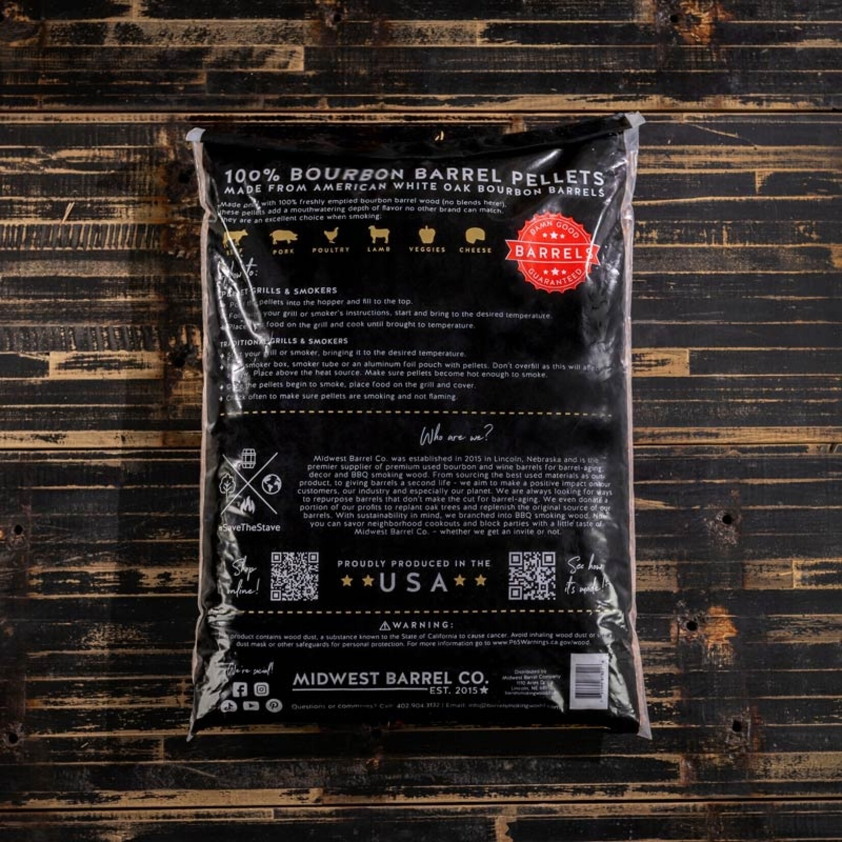 Bourban Barrel Bourbon Barrel Pellets, 20lbs