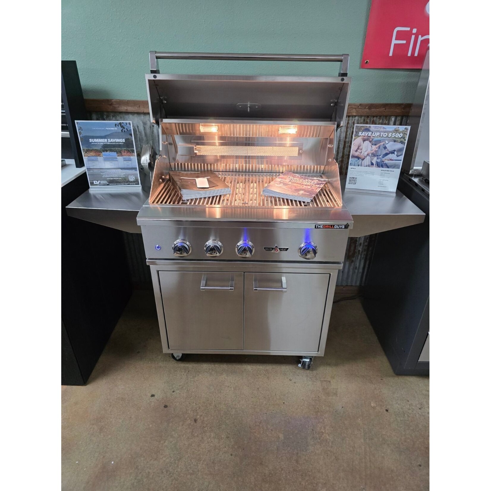 Delta Heat Delta Heat 32" Gas Grill Freestanding Package w/ Infrared Rotisserie & Sear Zone, Stainless - LP (Floor Display)