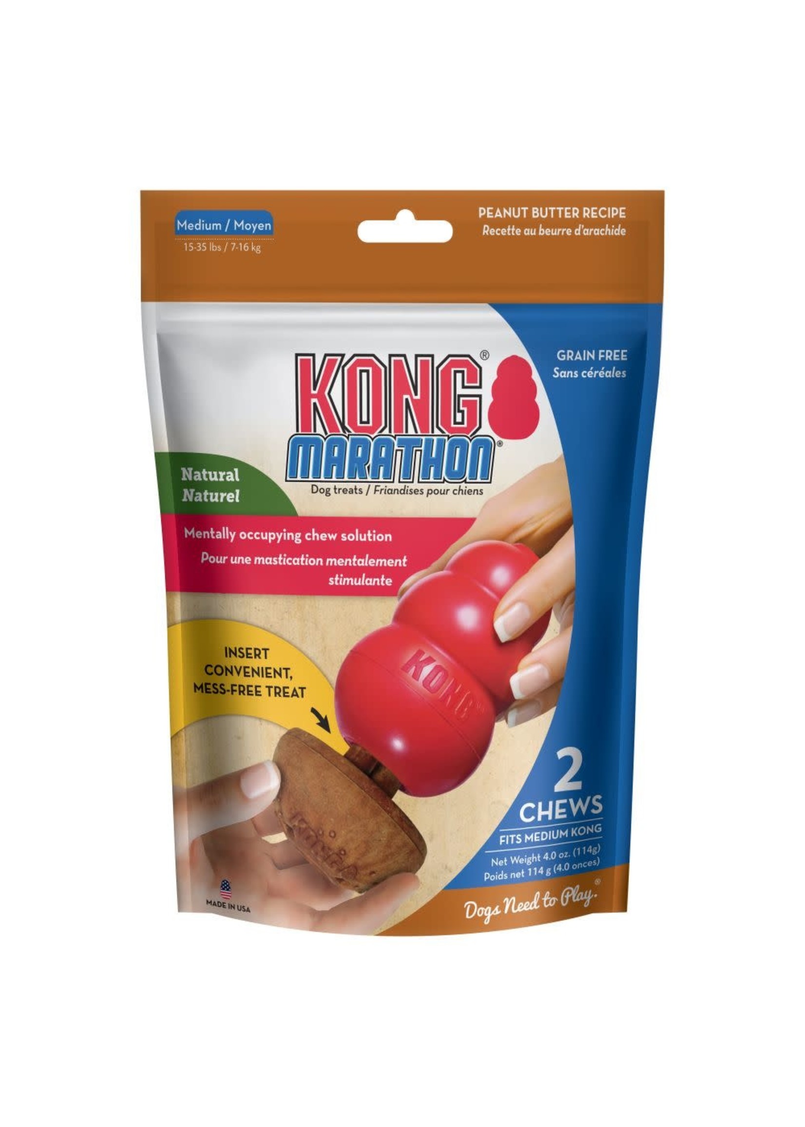 Kong Marathon Medium Peanut Butter Treat 2 pk