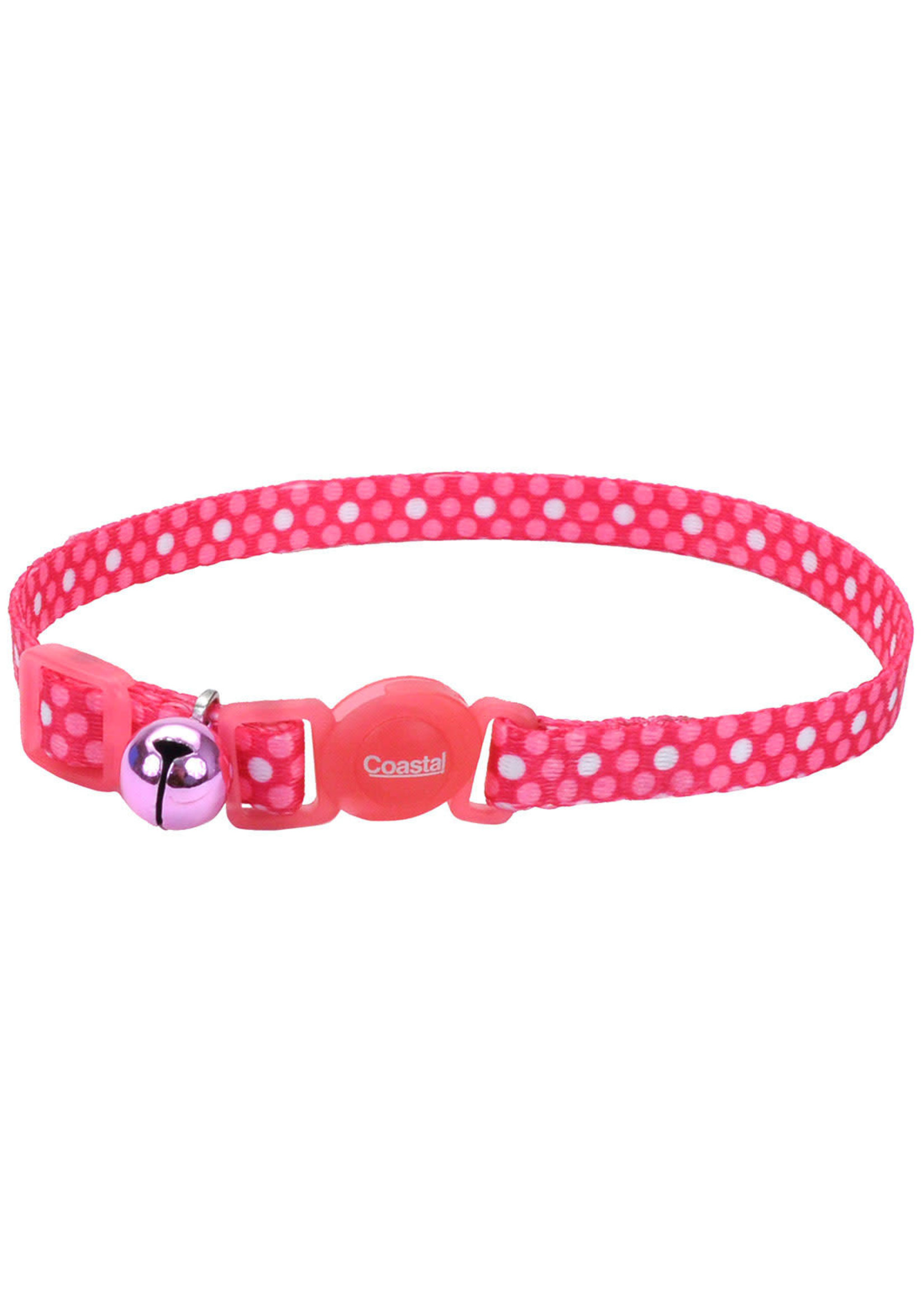 Coastal Safe Cat Fashion Breakaway Collar Pink Polka Dot 8"-12"