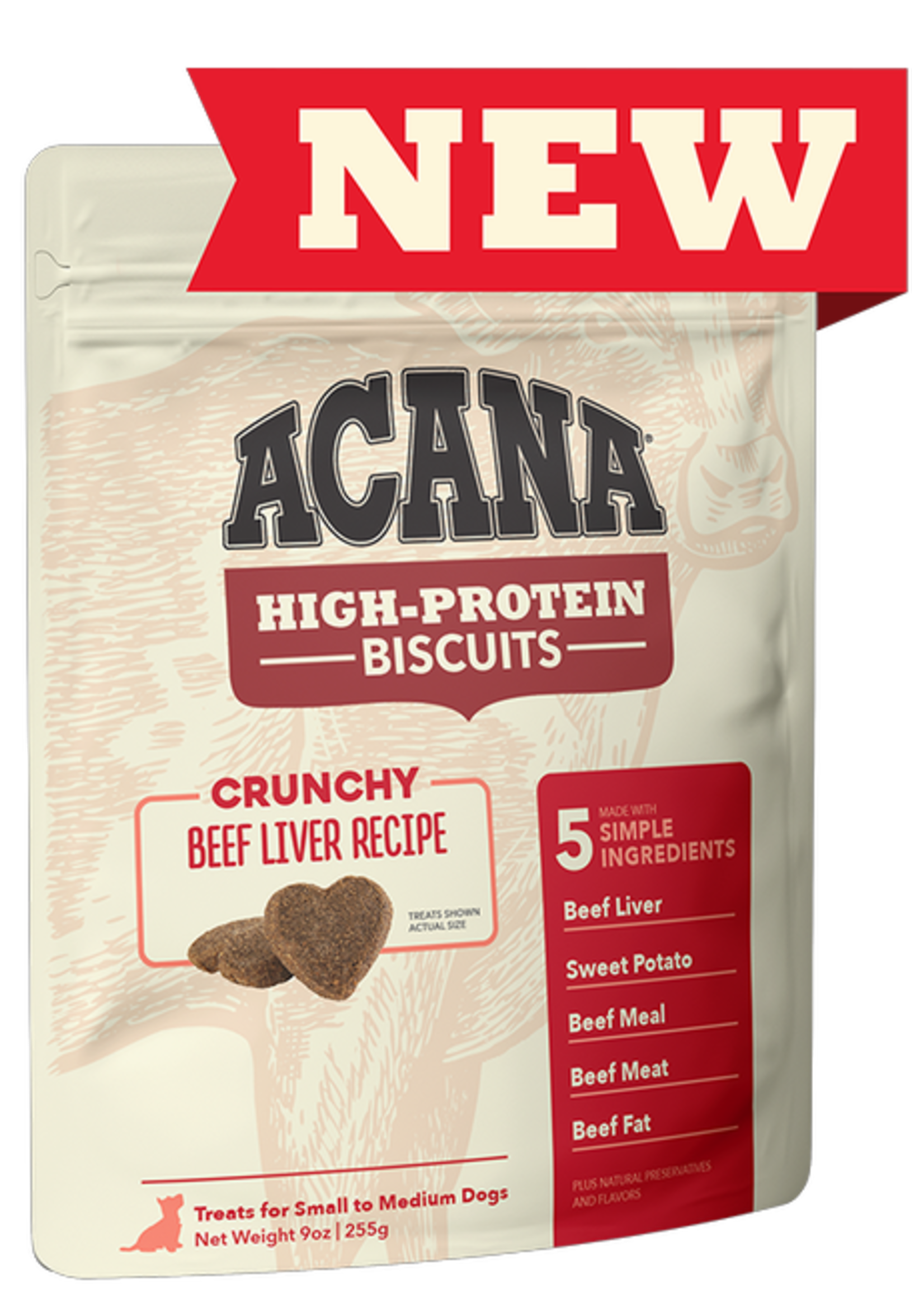 Acana High Protein Crunchy Beef Liver Recipe Biscuits 9 oz