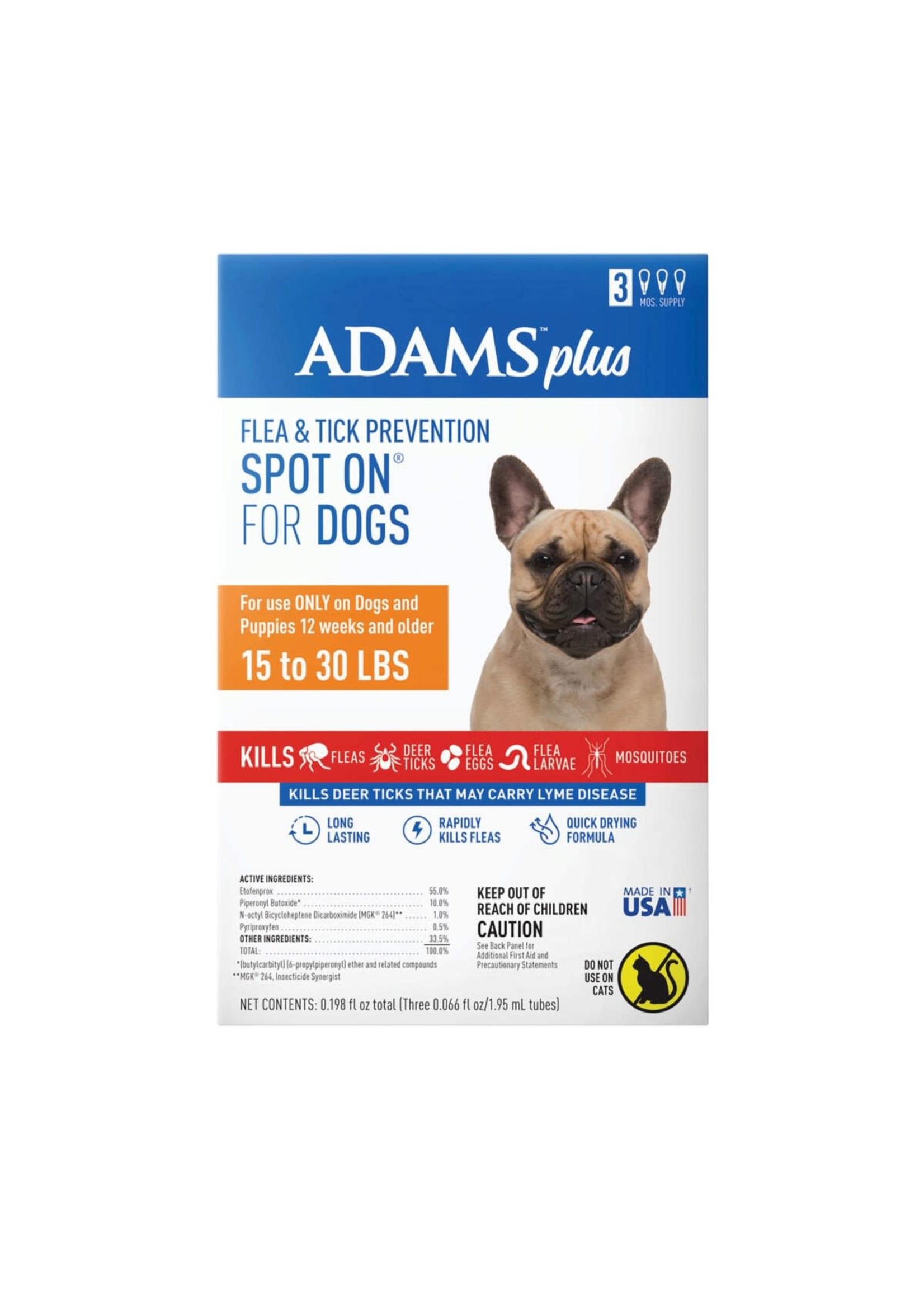 Adams Plus Flea & Tick Spot On Medium Dogs 3 pk