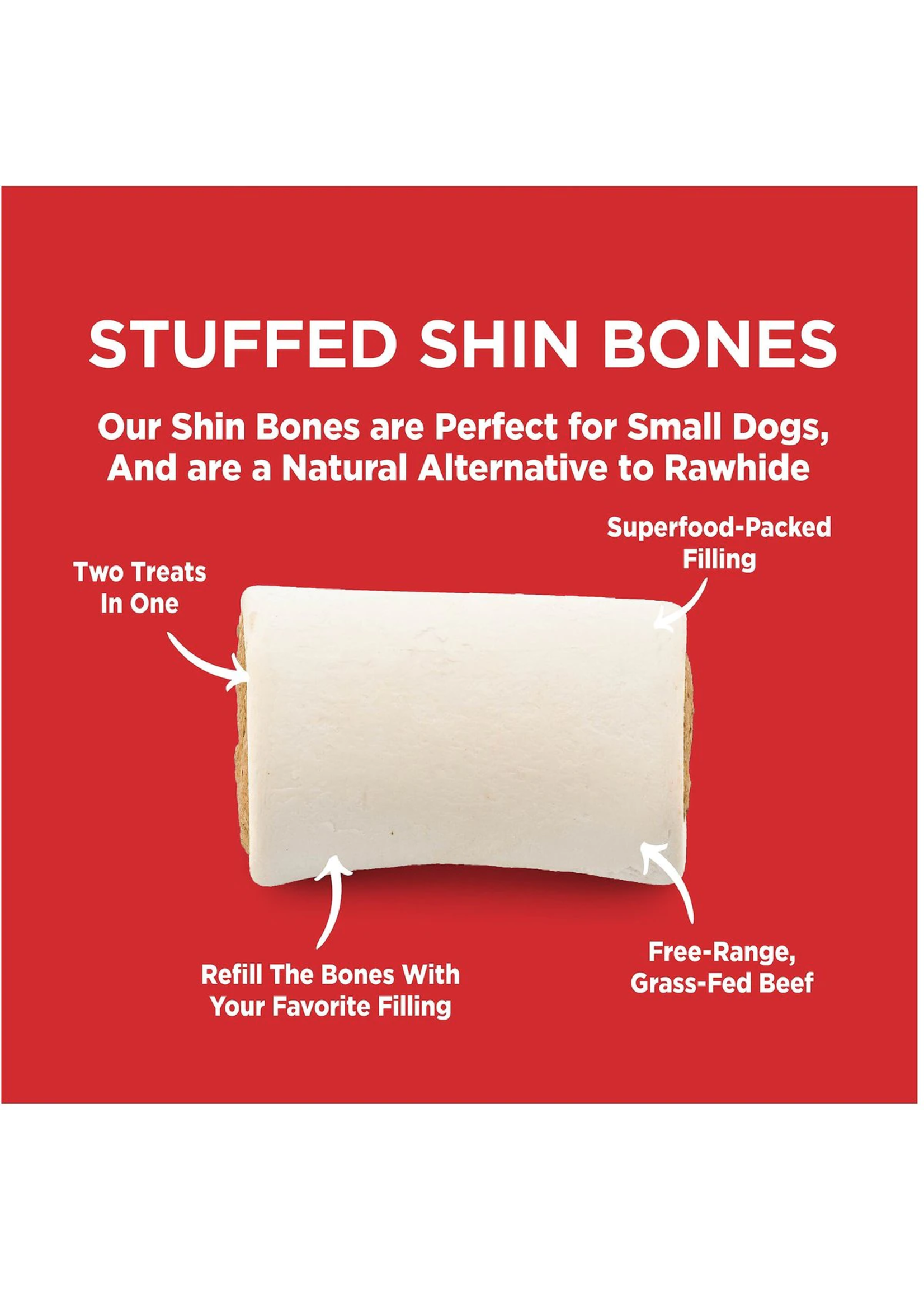 Barkworthies Stuffed Beef Shin Bone Variety Pack Dog Chews, (Large 5-6") 2 Pack