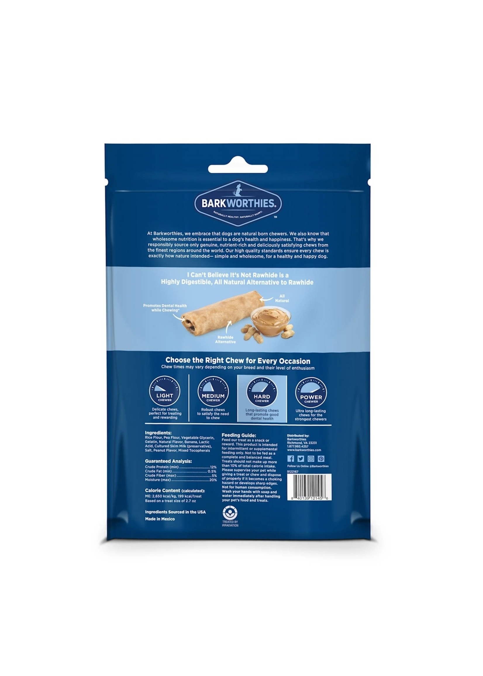 Barkworthies I Can't Believe It's Not Rawhide Dog Roll Chews (Large 6-7") 2 Pack