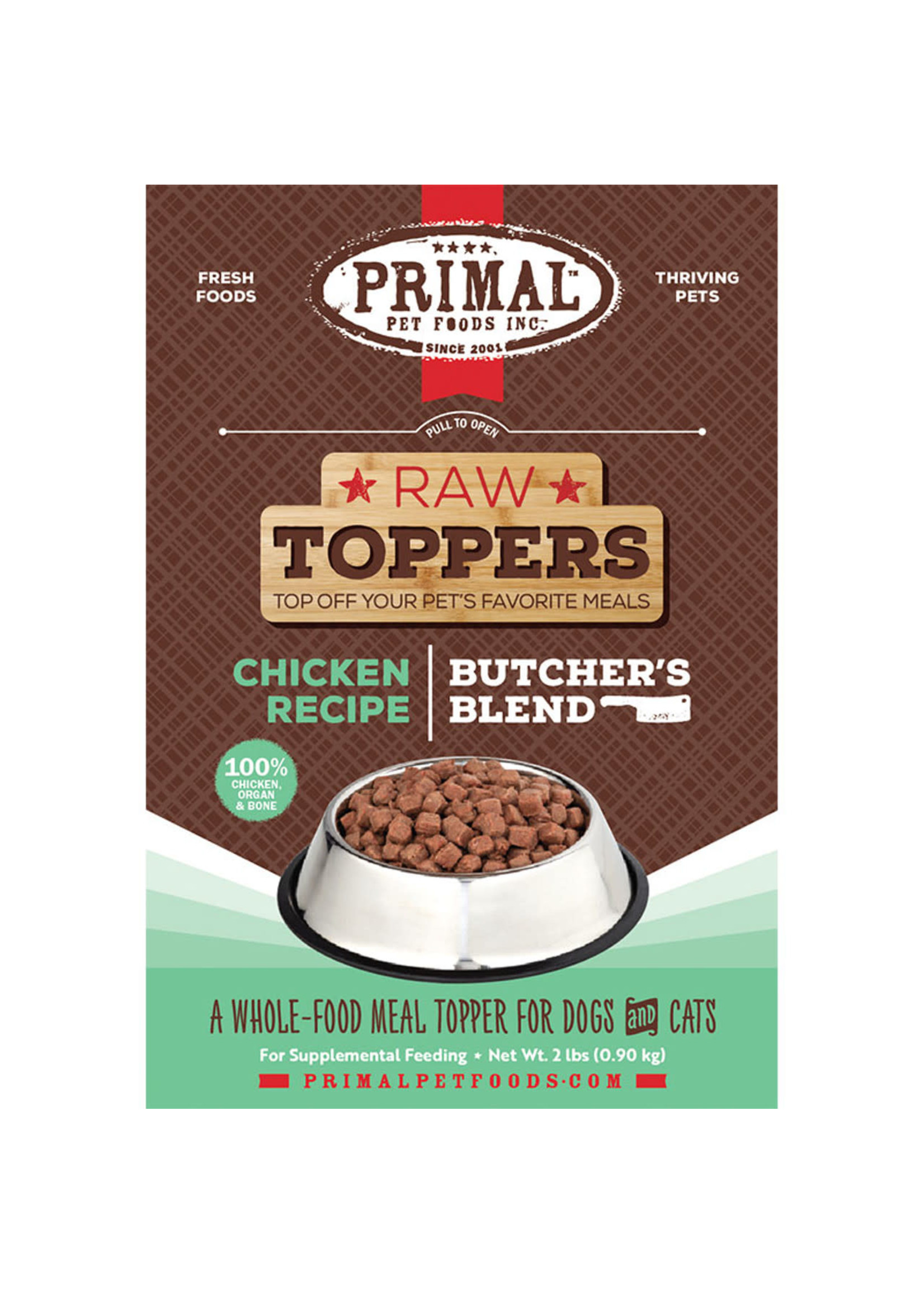 Primal Pet Foods Raw Toppers Butcher's Blend Chicken Recipe 2 Lb (Frozen) (Dog & Cat)