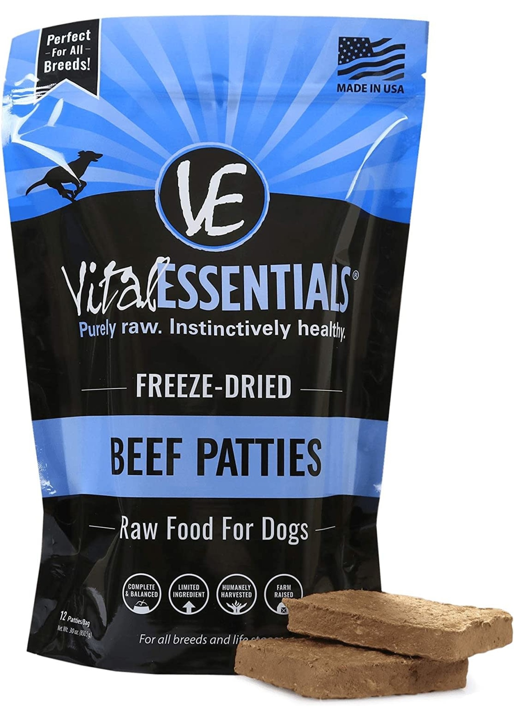 Vital Essentials Freeze Dried Beef Patties 30 oz Raw Dog Food