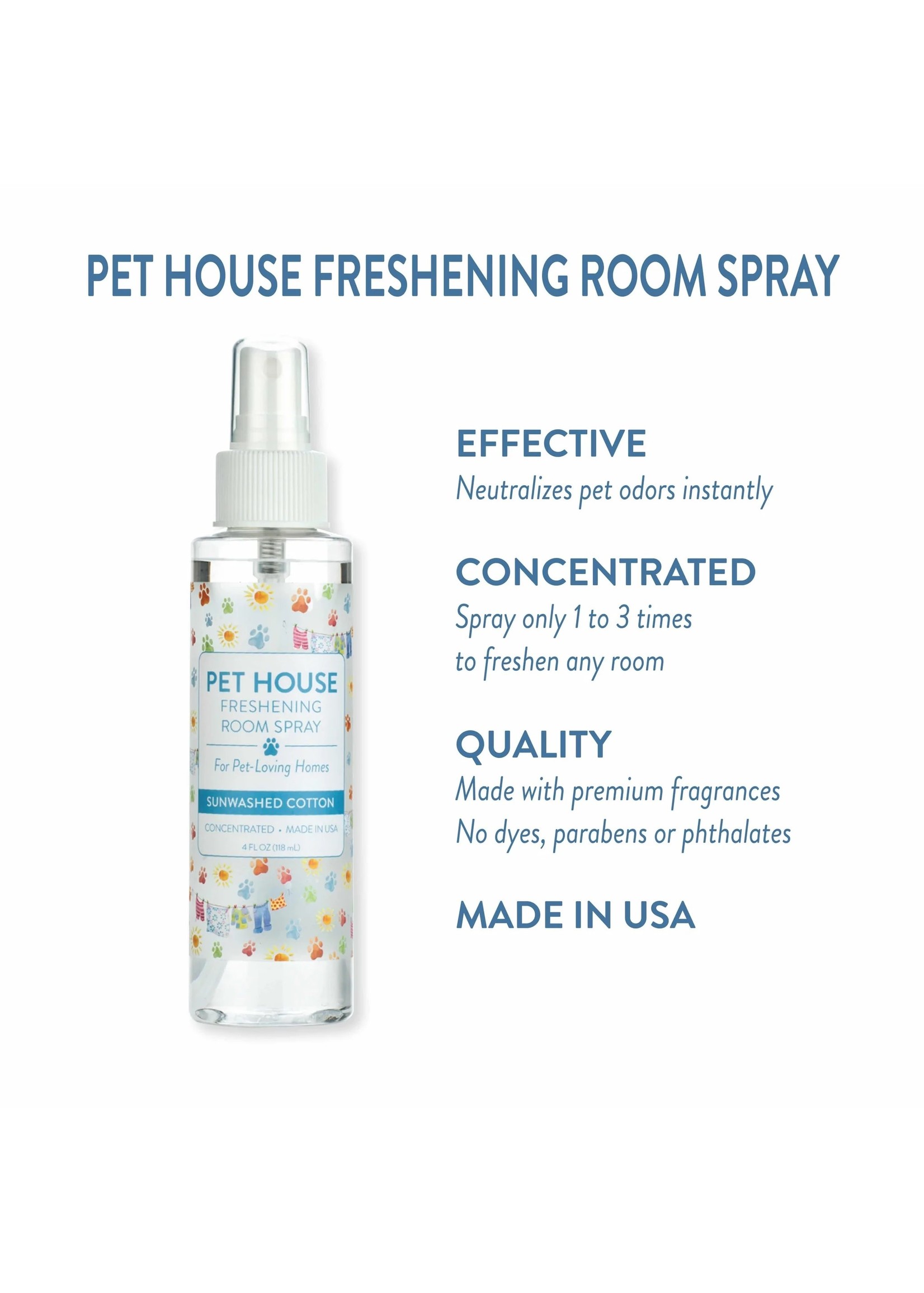 Pet House Freshener Room Spray Sunwashed Cotton 4 oz