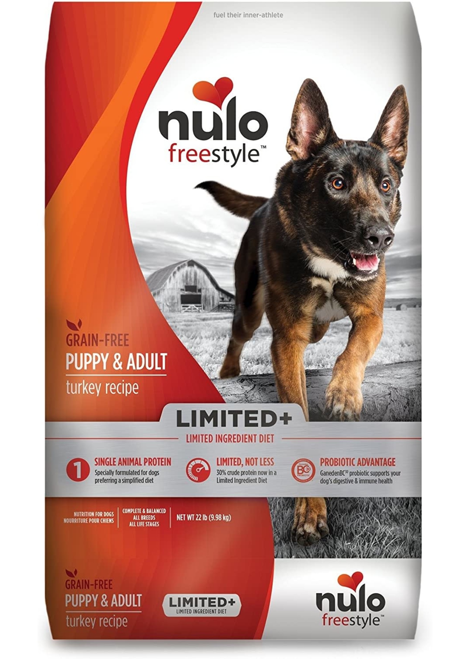 Nulo Freestyle Grain Free Limited+ Turkey Recipe - Puppy & Adult Dry Dog Food 22 lbs