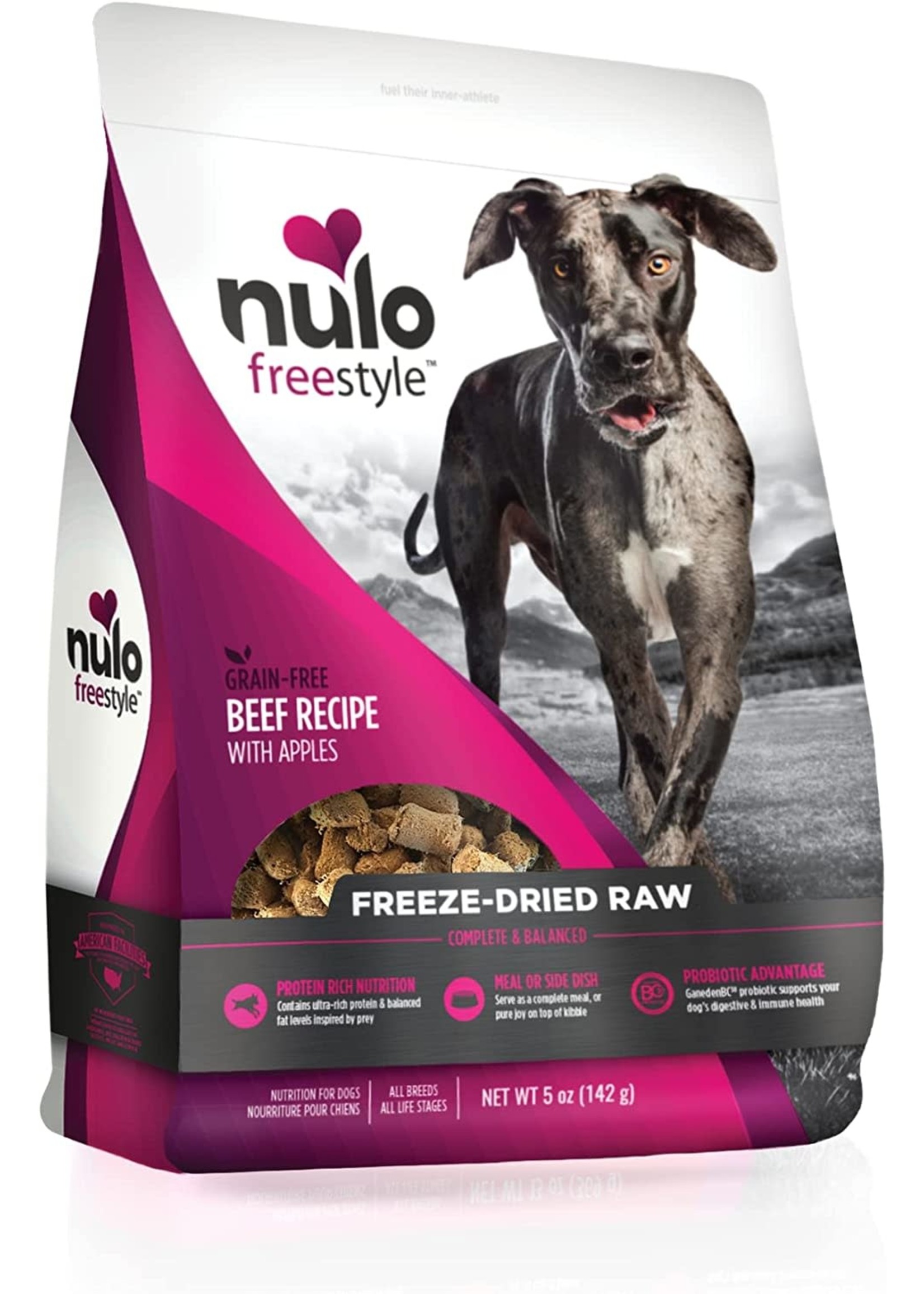 Nulo FreeStyle Freeze Dried Raw Grain Free Beef with Apples for Dogs 5oz