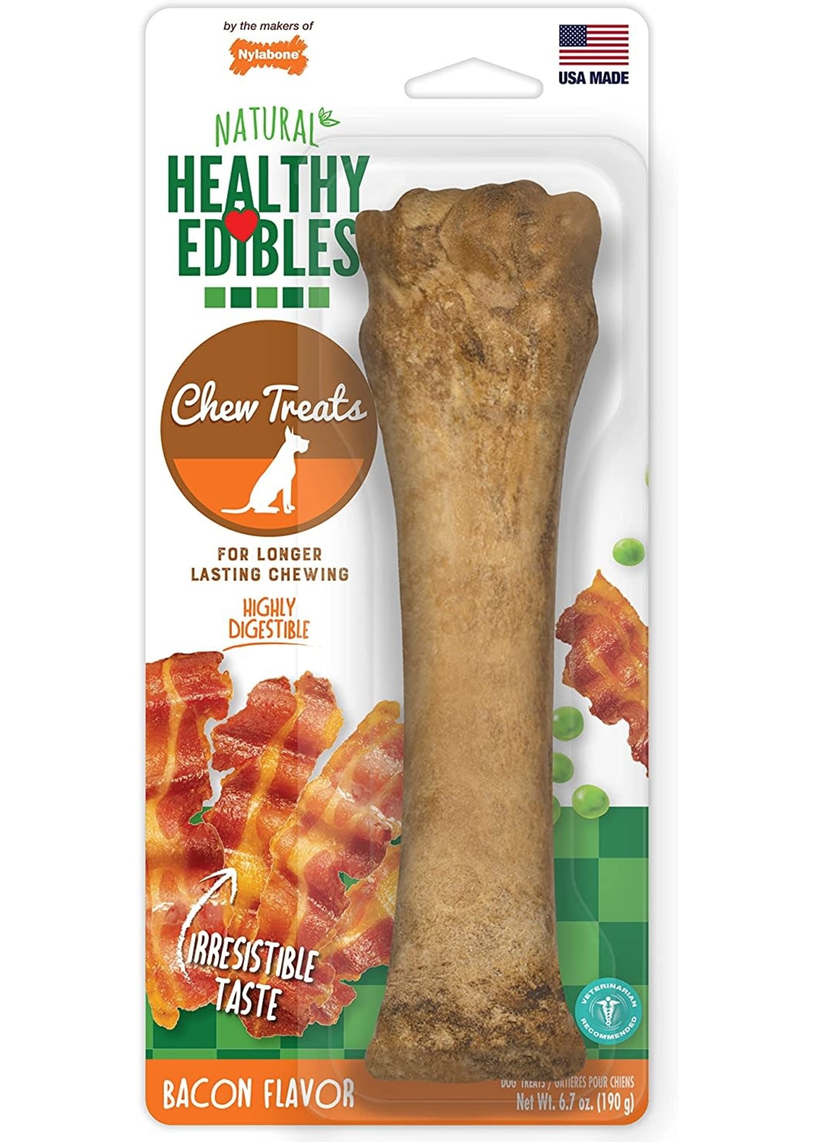 Nylabone Healthy Edibles Bacon Flavor Chew Treats Extra Large