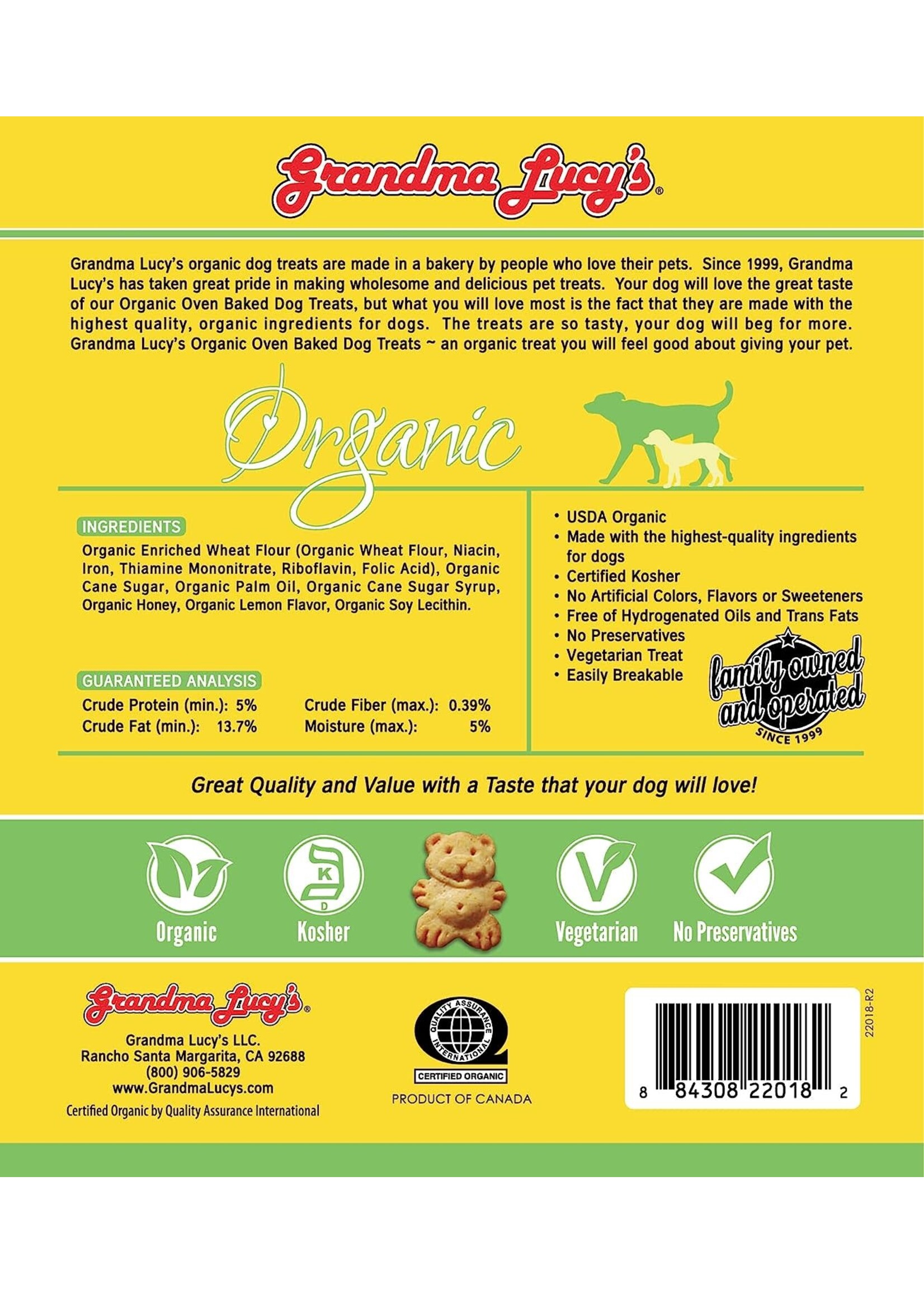 Grandma Lucy's Organic Oven Baked Dog Treats Lemon Honey Recipe 14 oz