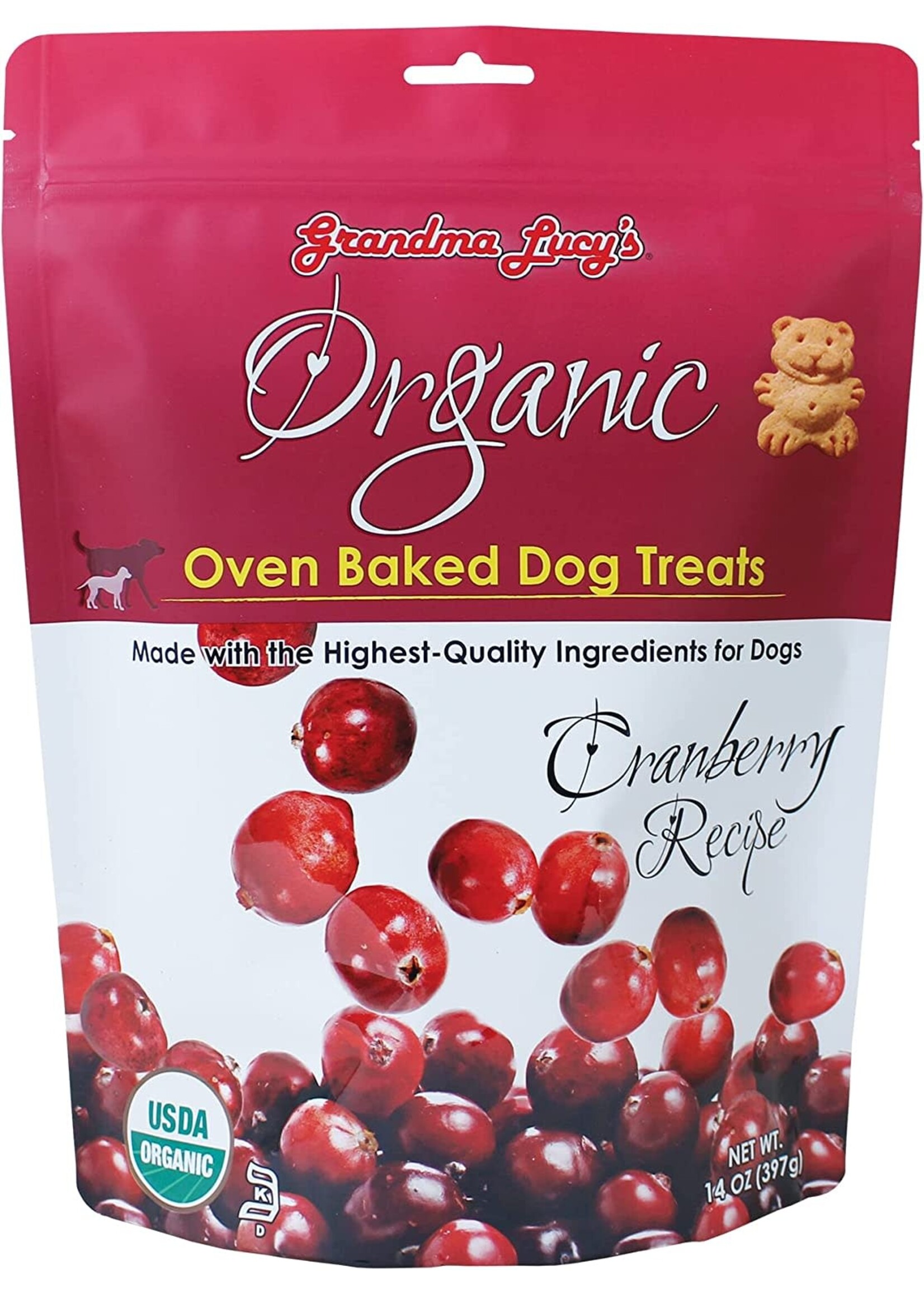 Grandma Lucy's Organic Oven Baked Dog Treats Cranberry Recipe 14 oz