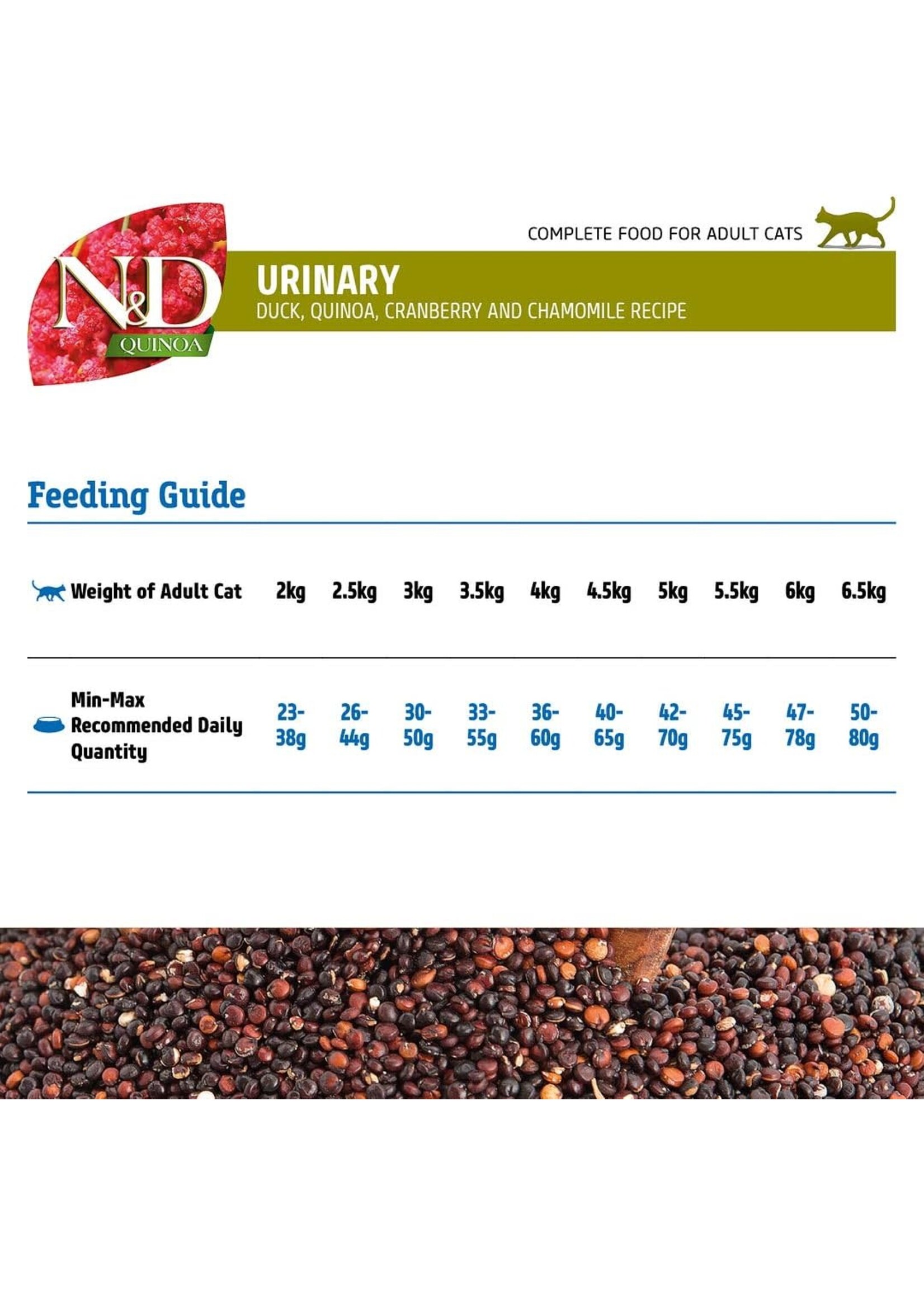 Farmina N&D Quinoa Urinary Duck Cranberry & Chamomile Recipe Cat Food 3.3 lbs