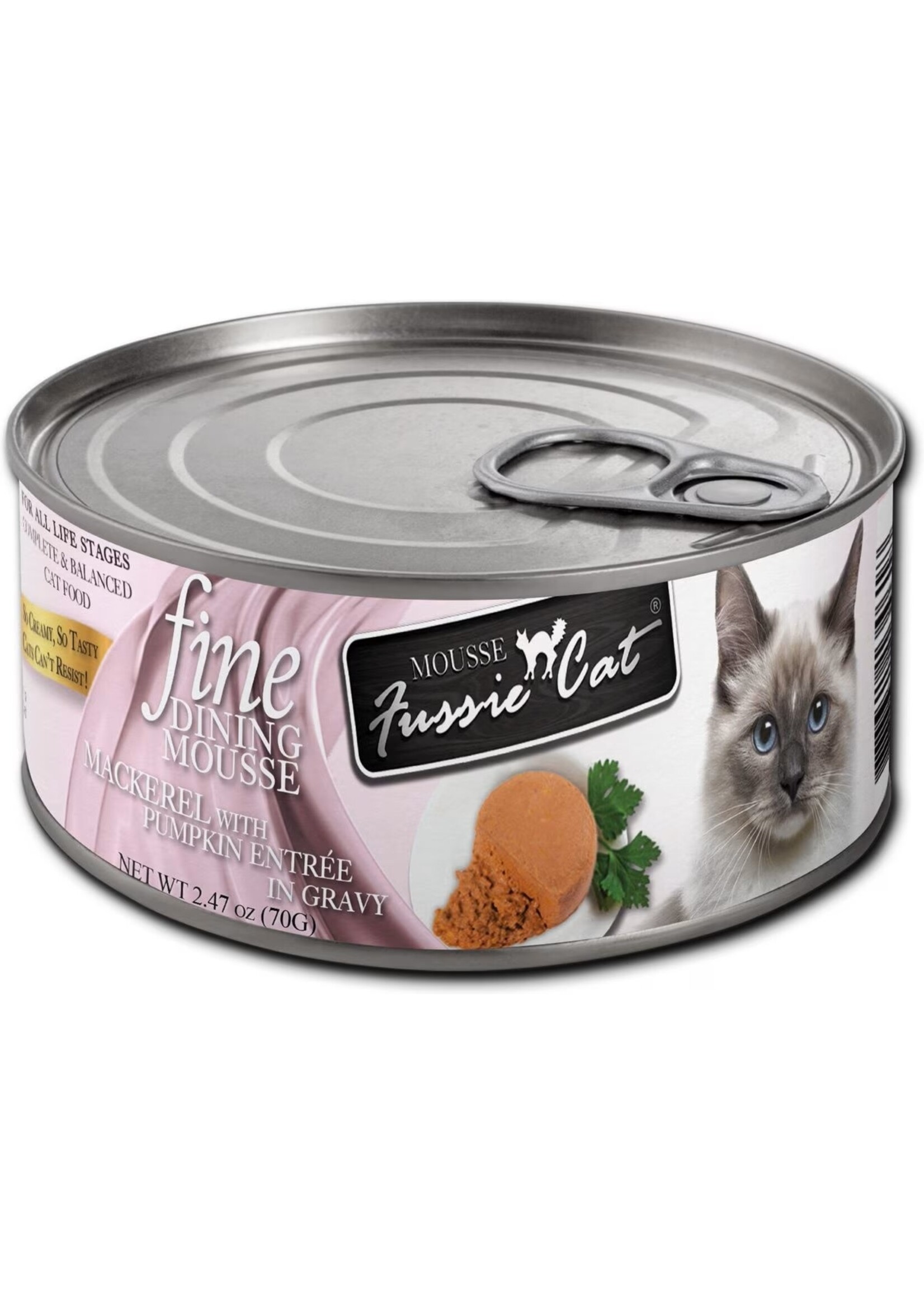 Fussie Cat Can Fine Dining Mousse Mackerel with Pumpkin Entrée Cat Food 2.47oz