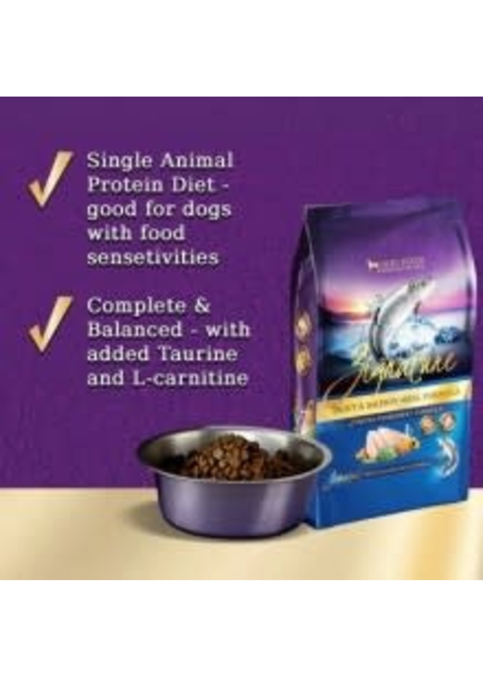 Zignature Trout & Salmon Meal Formula with Probiotics Limited Ingredient Formula All Life Stages Grain Free Dog Food 12.5 lbs