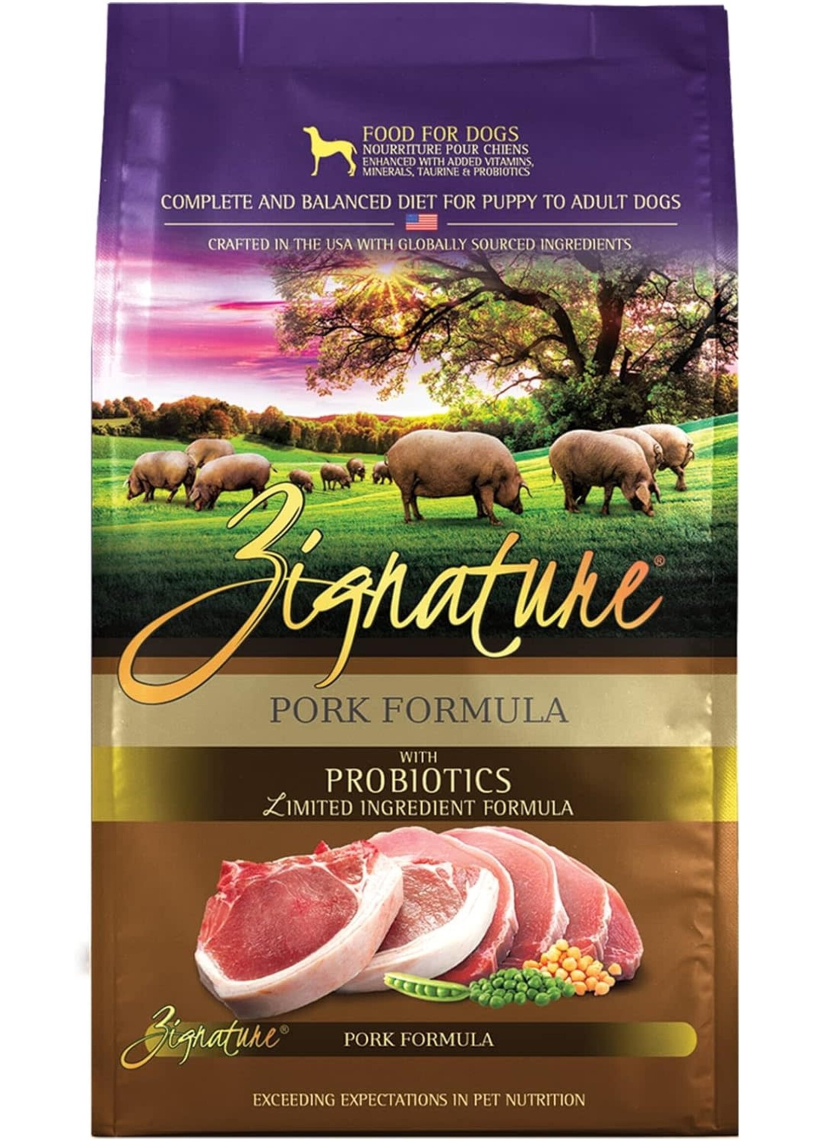 Zignature Pork Formula with Probiotics Limited Ingredient Formula Grain Free All Life Stages Dog Food 4 lbs