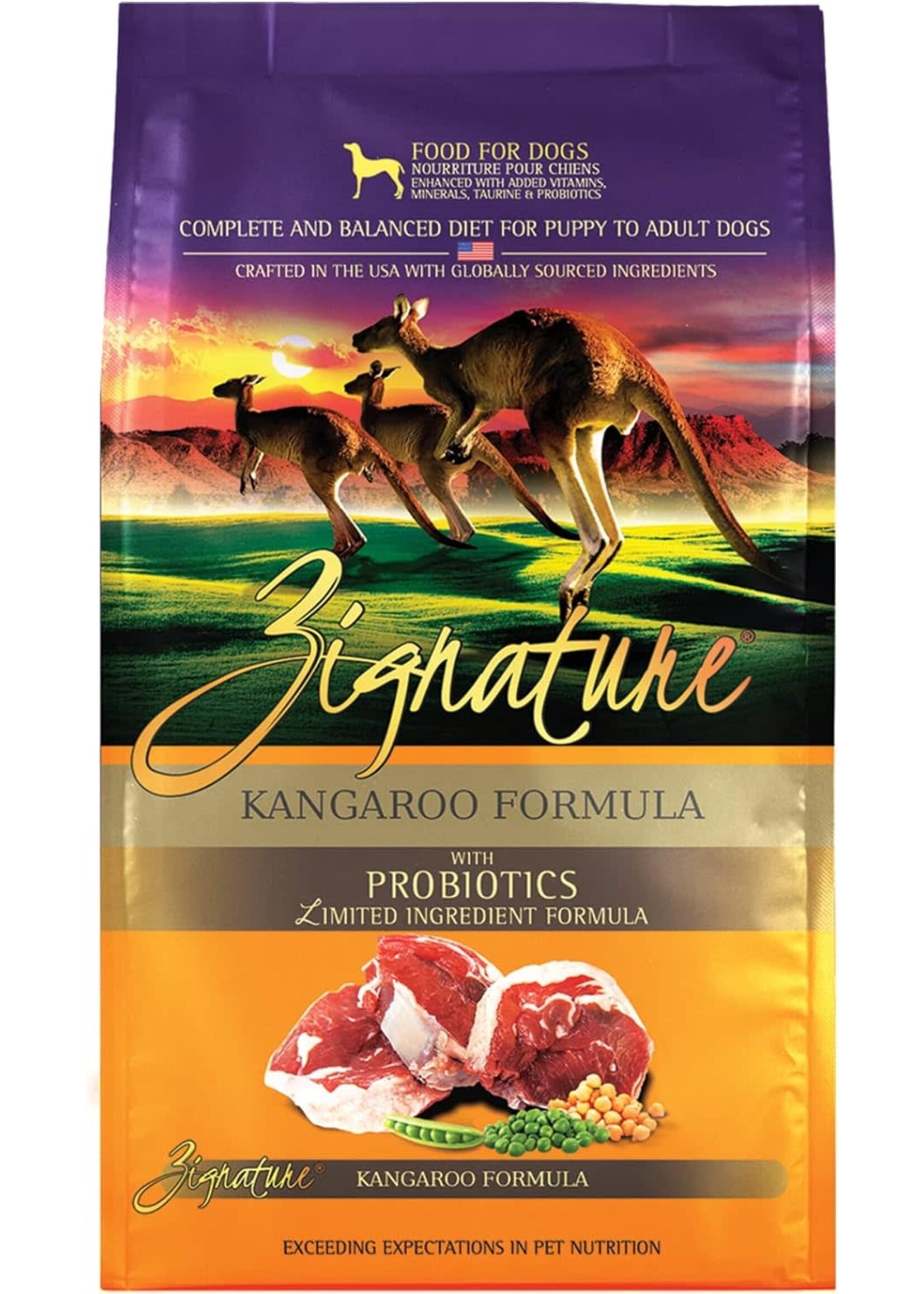 Zignature Kangaroo Formula with Probiotics Limited Ingredient Formula Grain Free All Life Stages Dog Food 4 lbs