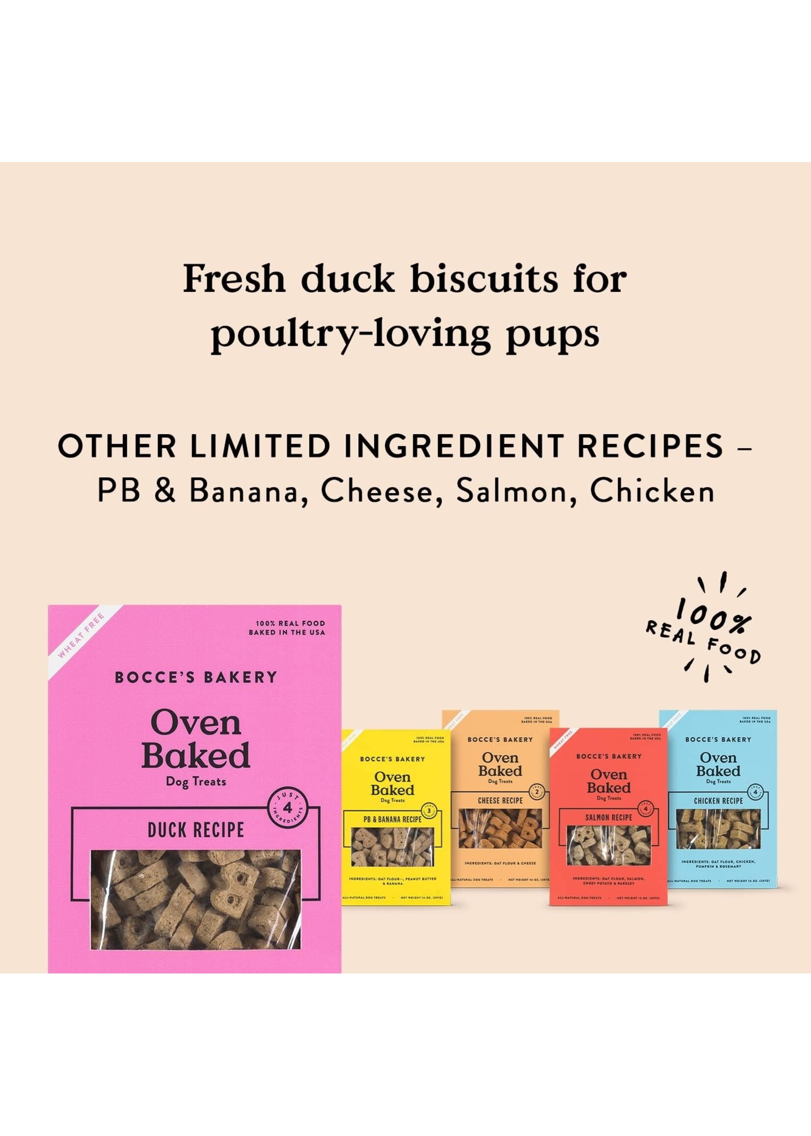Bocce's Bakery Soft & Chewy Duck Recipe All Natural Wheat Free Dog Treats 6 oz